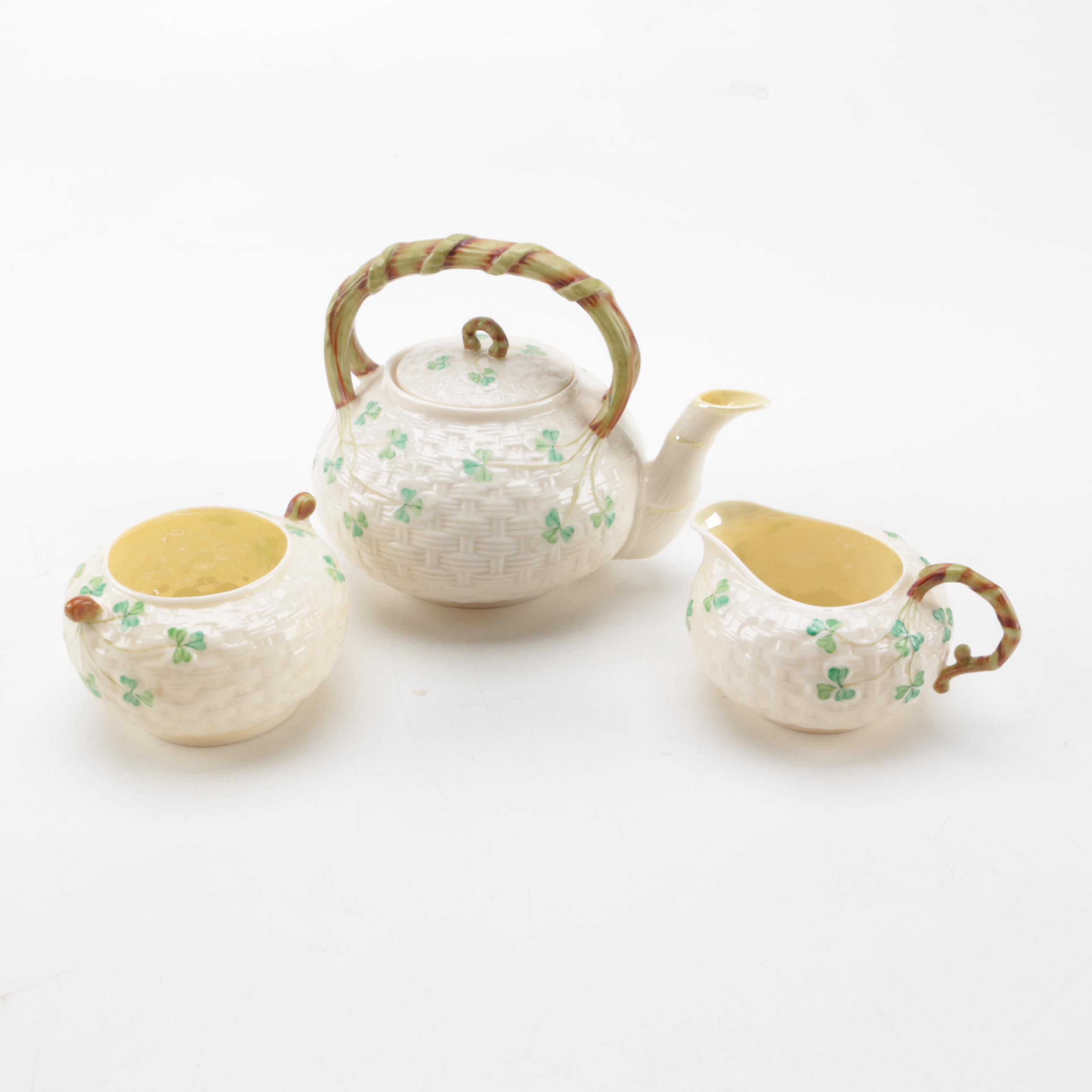 Vintage Belleek "Shamrock" Porcelain Tableware ca. 1955-65