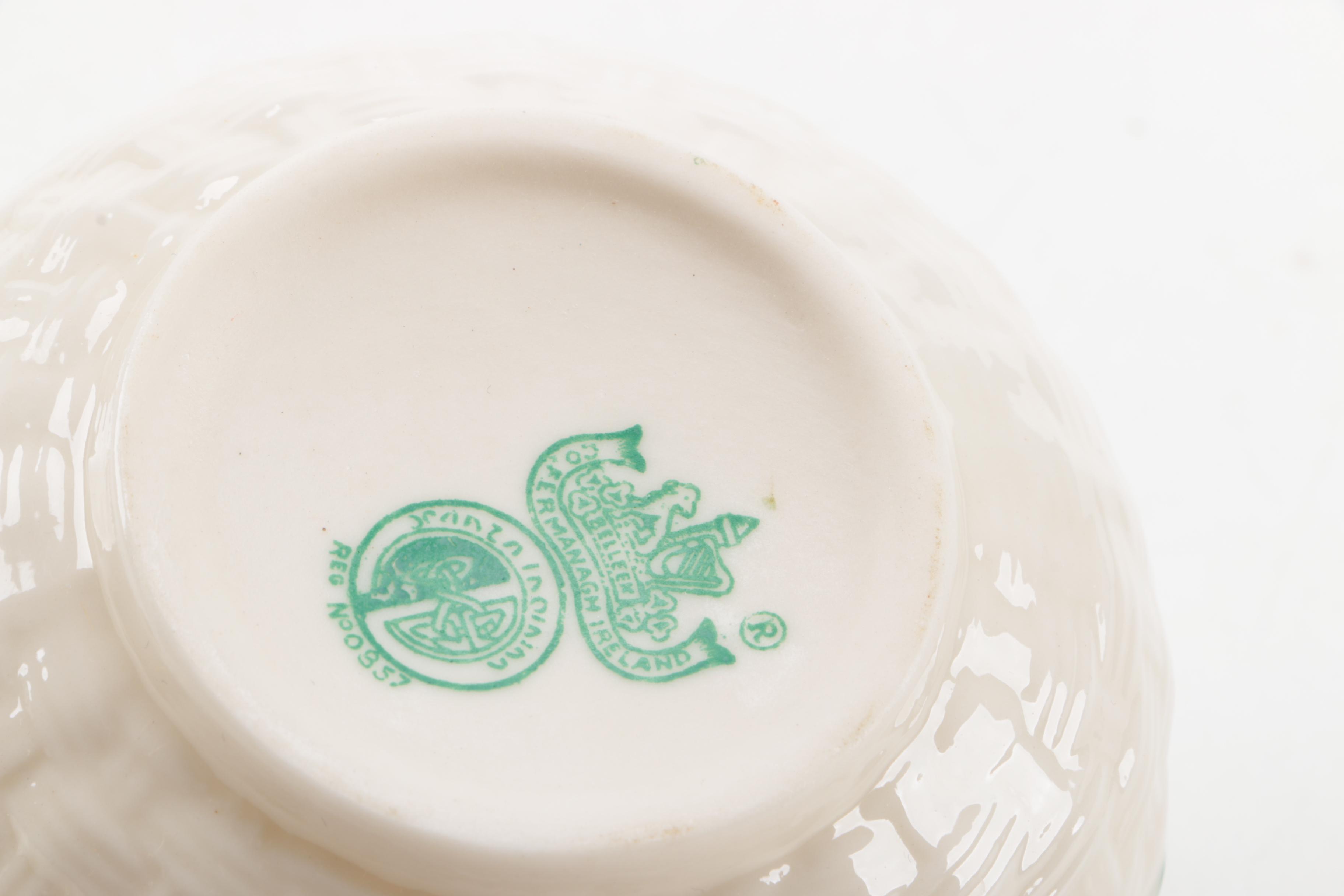 Vintage Belleek "Shamrock" Porcelain Tableware ca. 1955-65