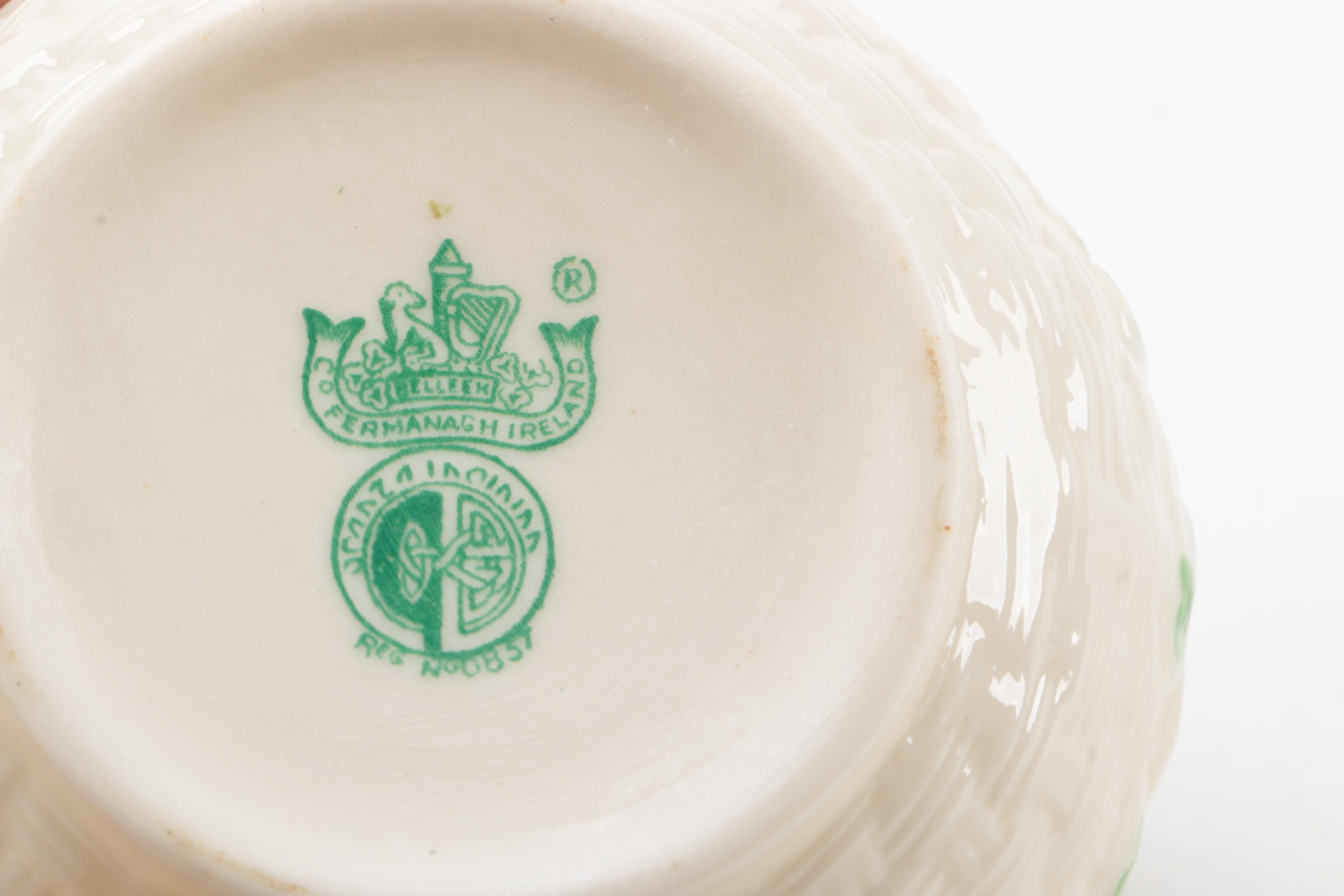 Vintage Belleek "Shamrock" Porcelain Tableware ca. 1955-65