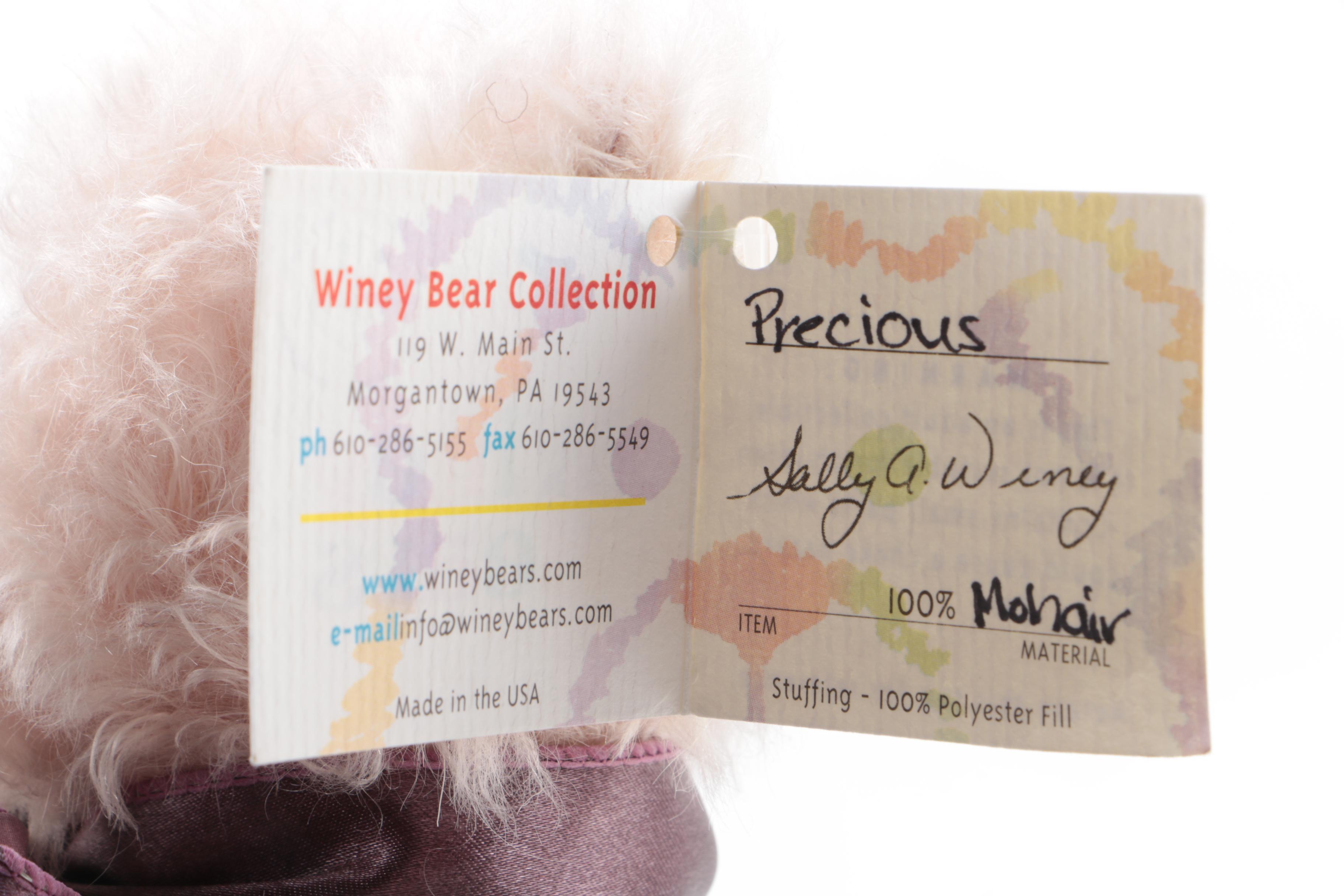 Signed Sally Winey Mohair Bear "Precious" Prototype and Signed Small Bear