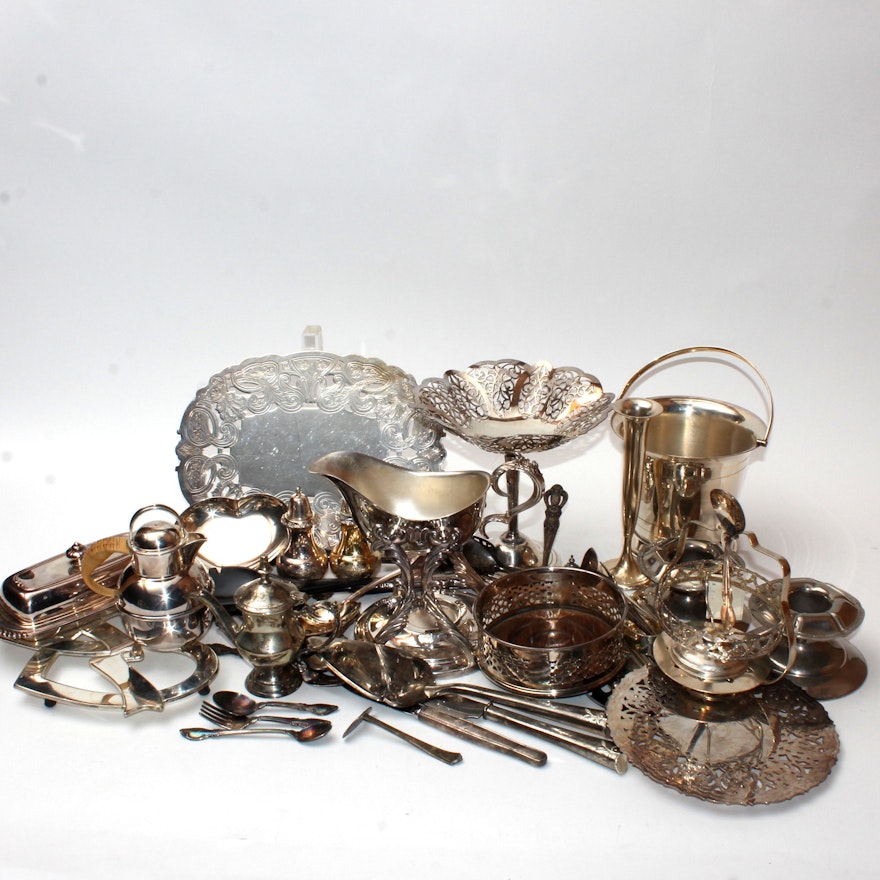 Silver Plate Flatware, Trivets, and More