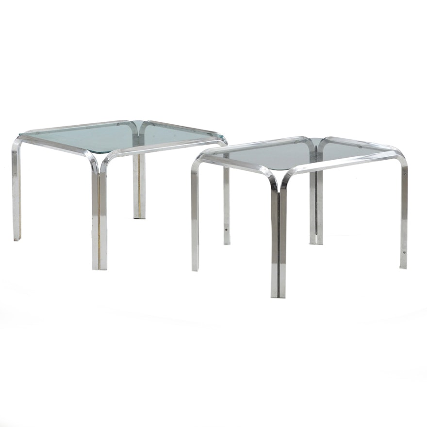 Vintage Mid Century Modern Glass and Chrome Tables