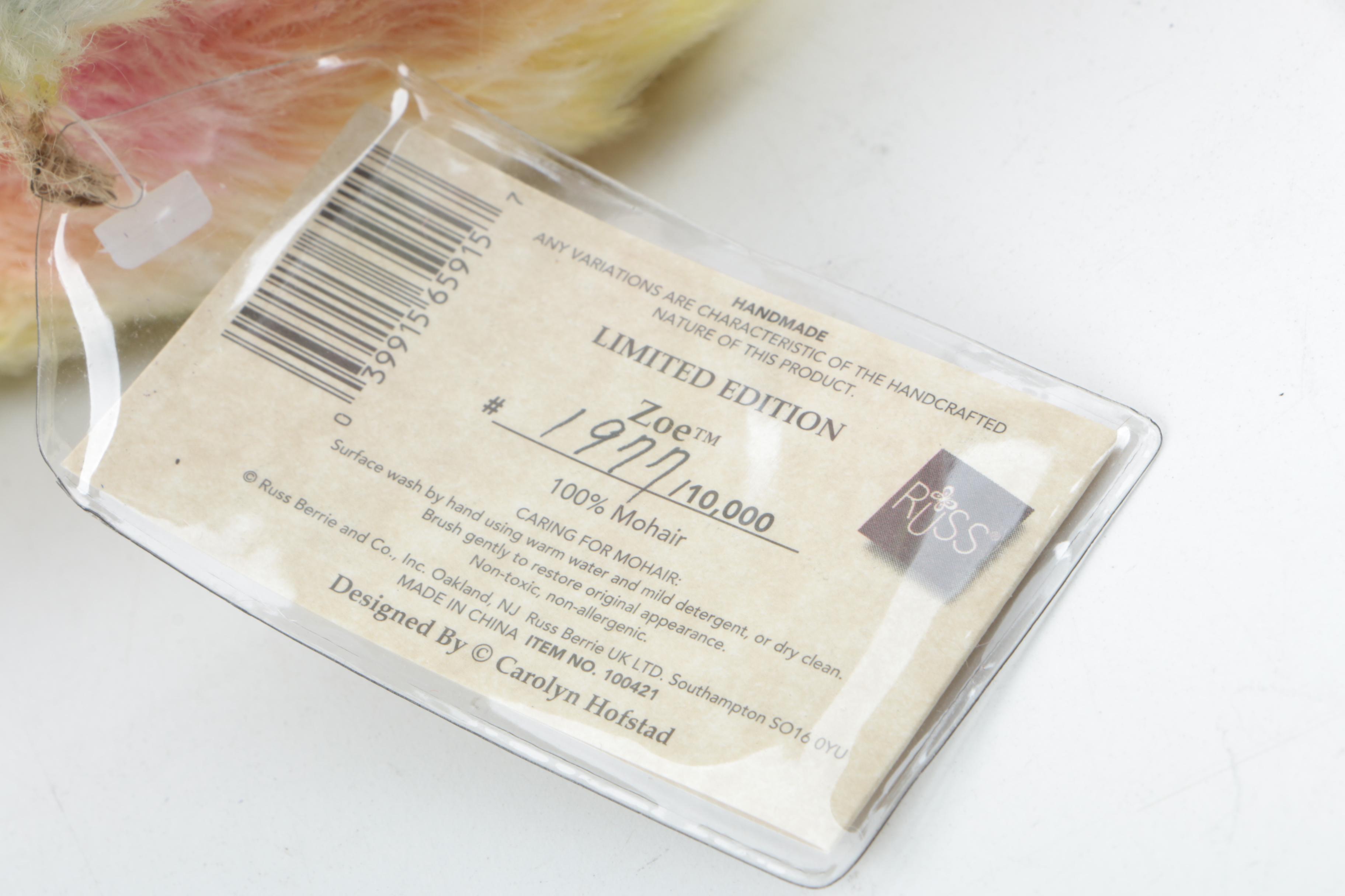 Russ and Winey Bears Signed Tie Dye Teddy Bears