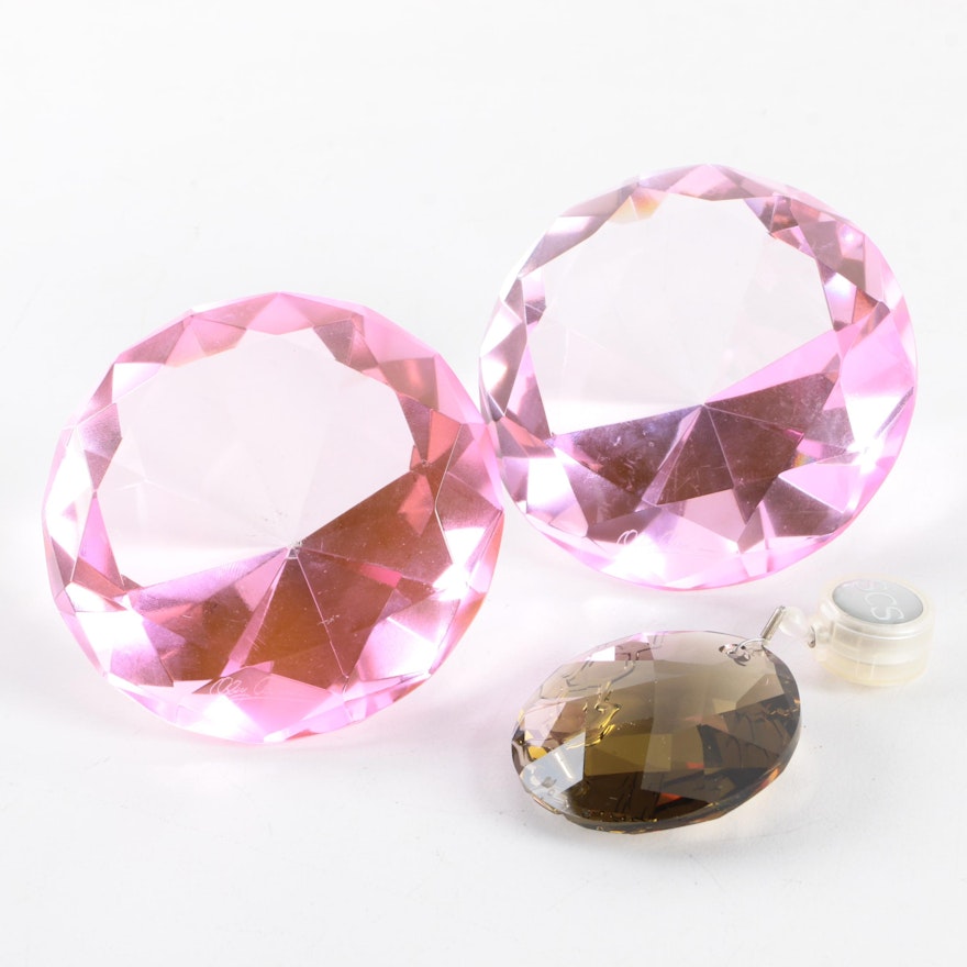 Pink Oleg Cassini Crystal Gems and a Swarovski Crystal Suncatcher