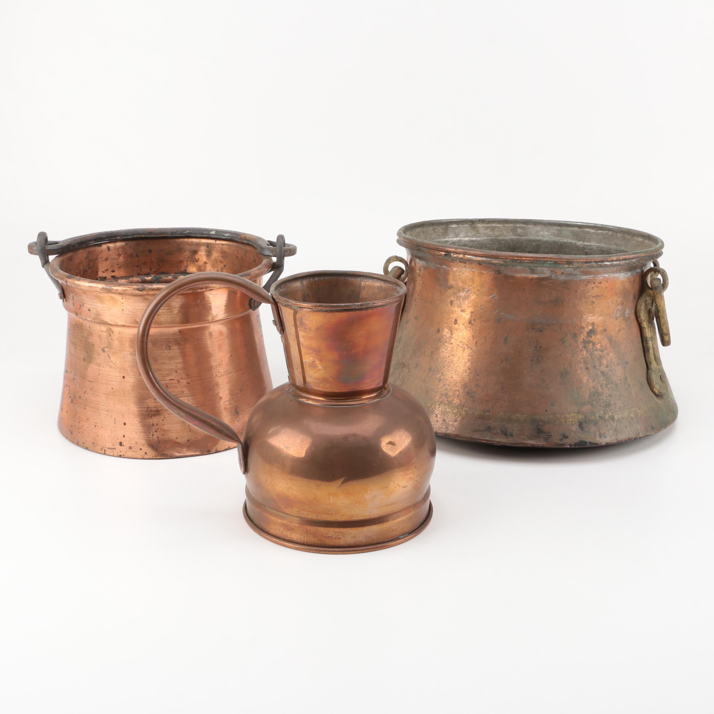 Copper Pots and Pitcher
