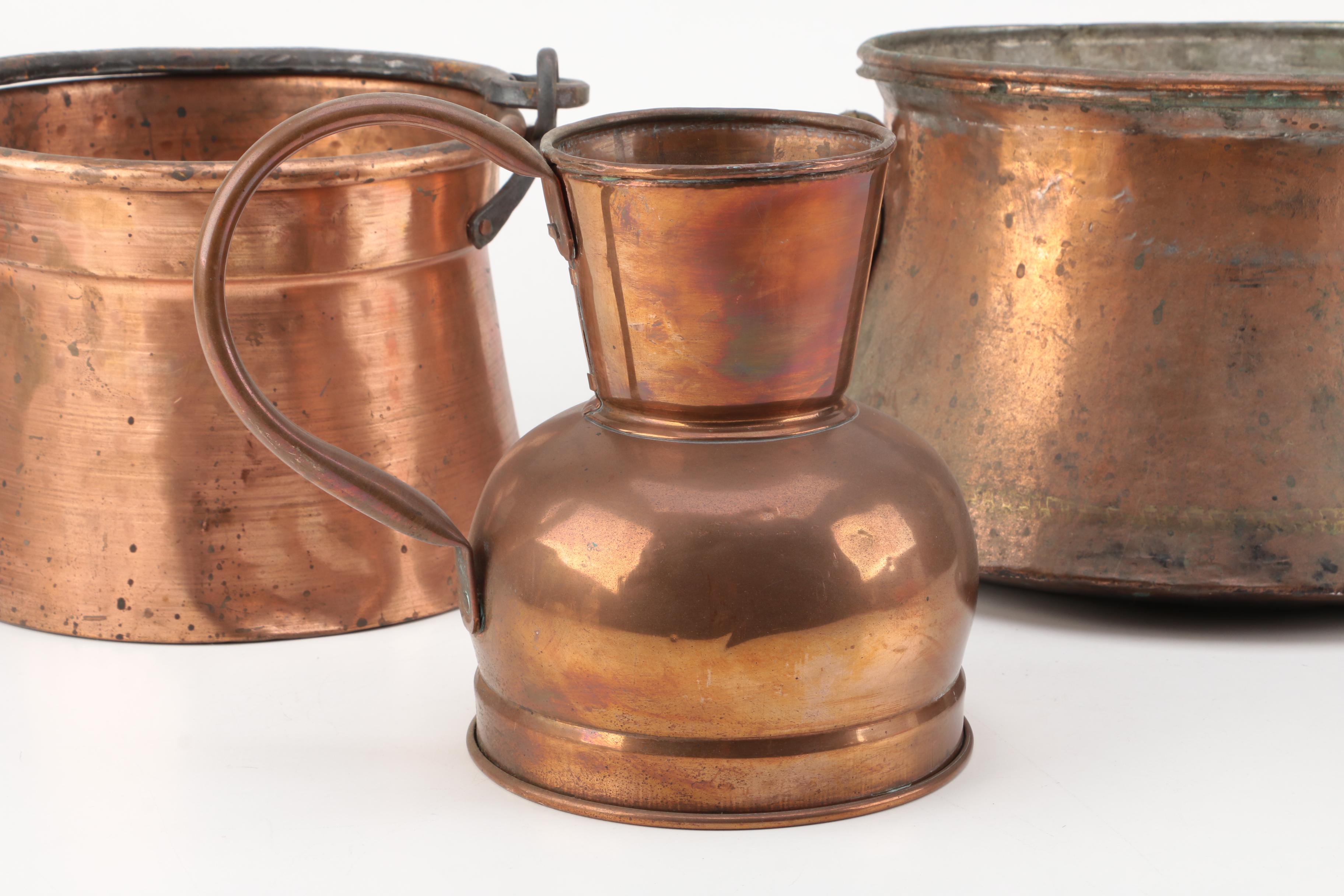 Copper Pots and Pitcher