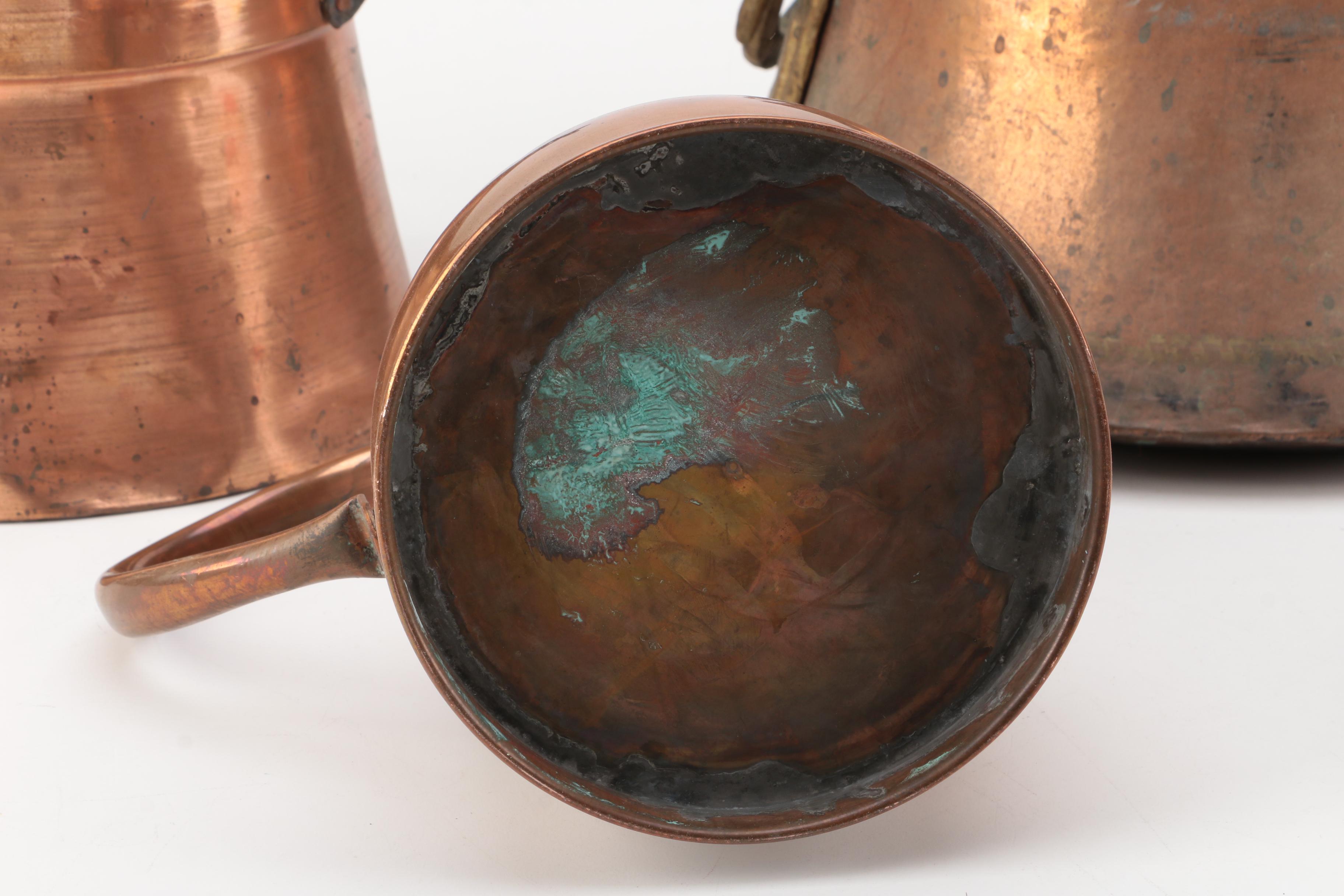 Copper Pots and Pitcher