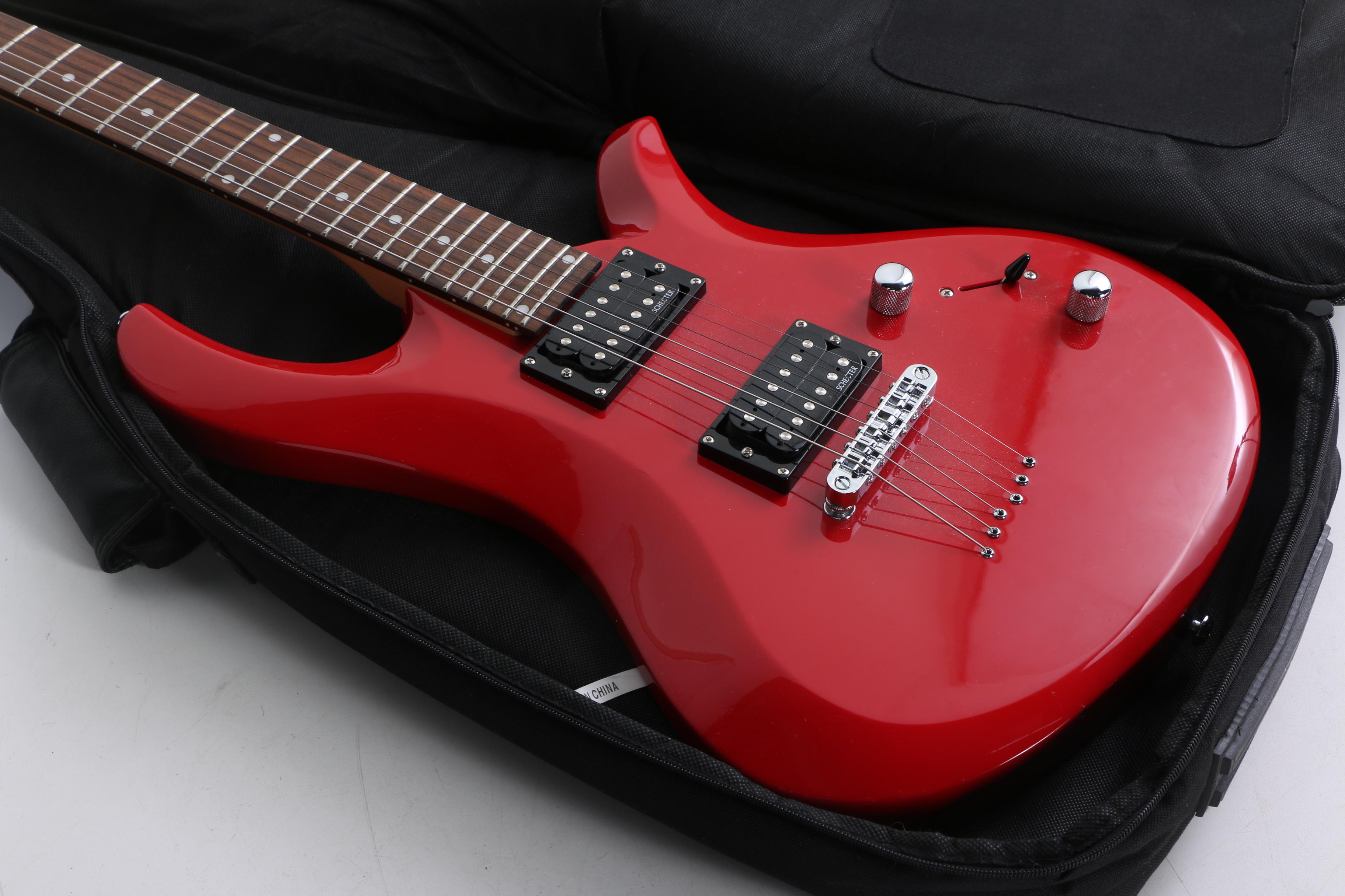 Schecter Diamond Series Riot 6 Electric Guitar in Red with Gig Bag