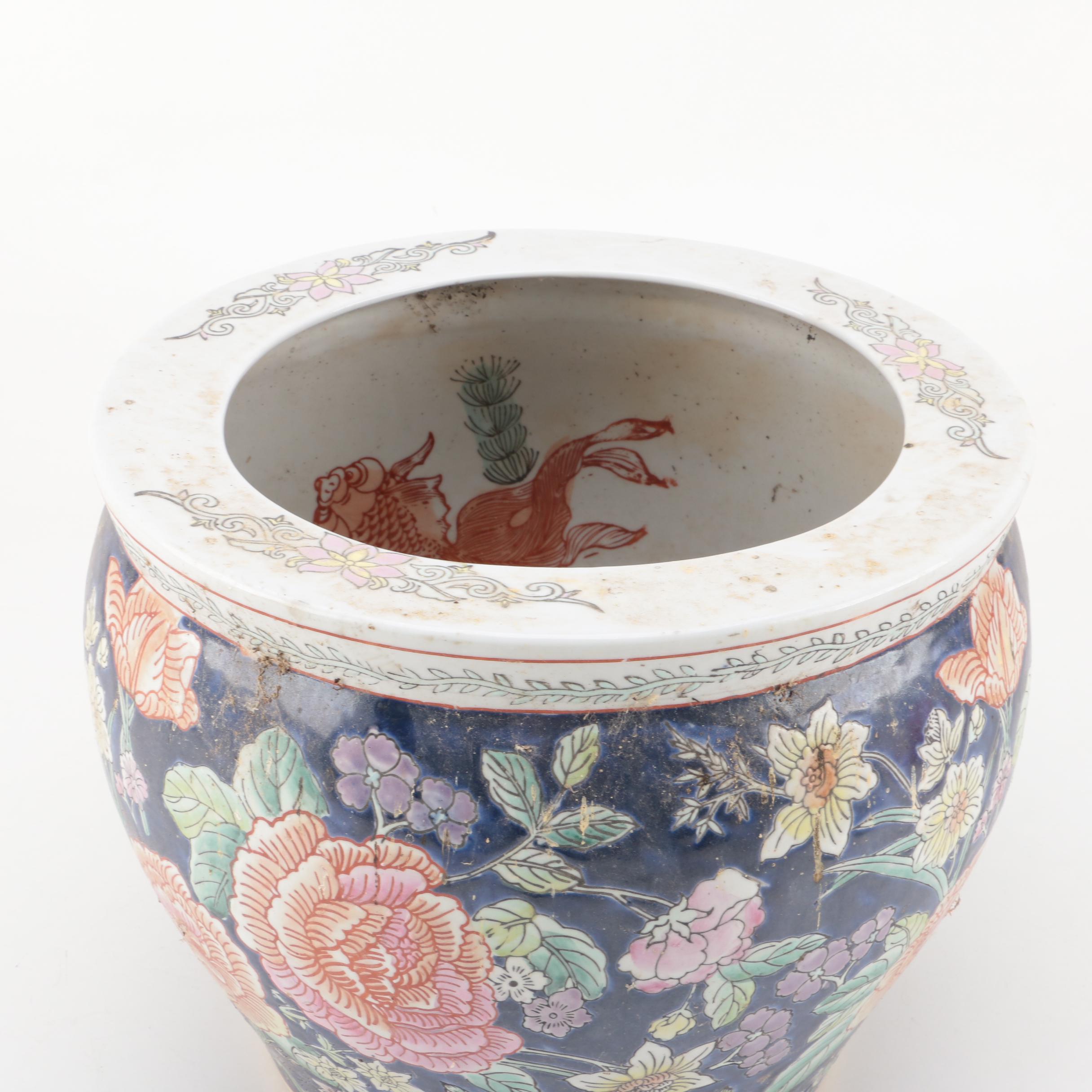 Asian Inspired Ceramic Fishbowl Planter
