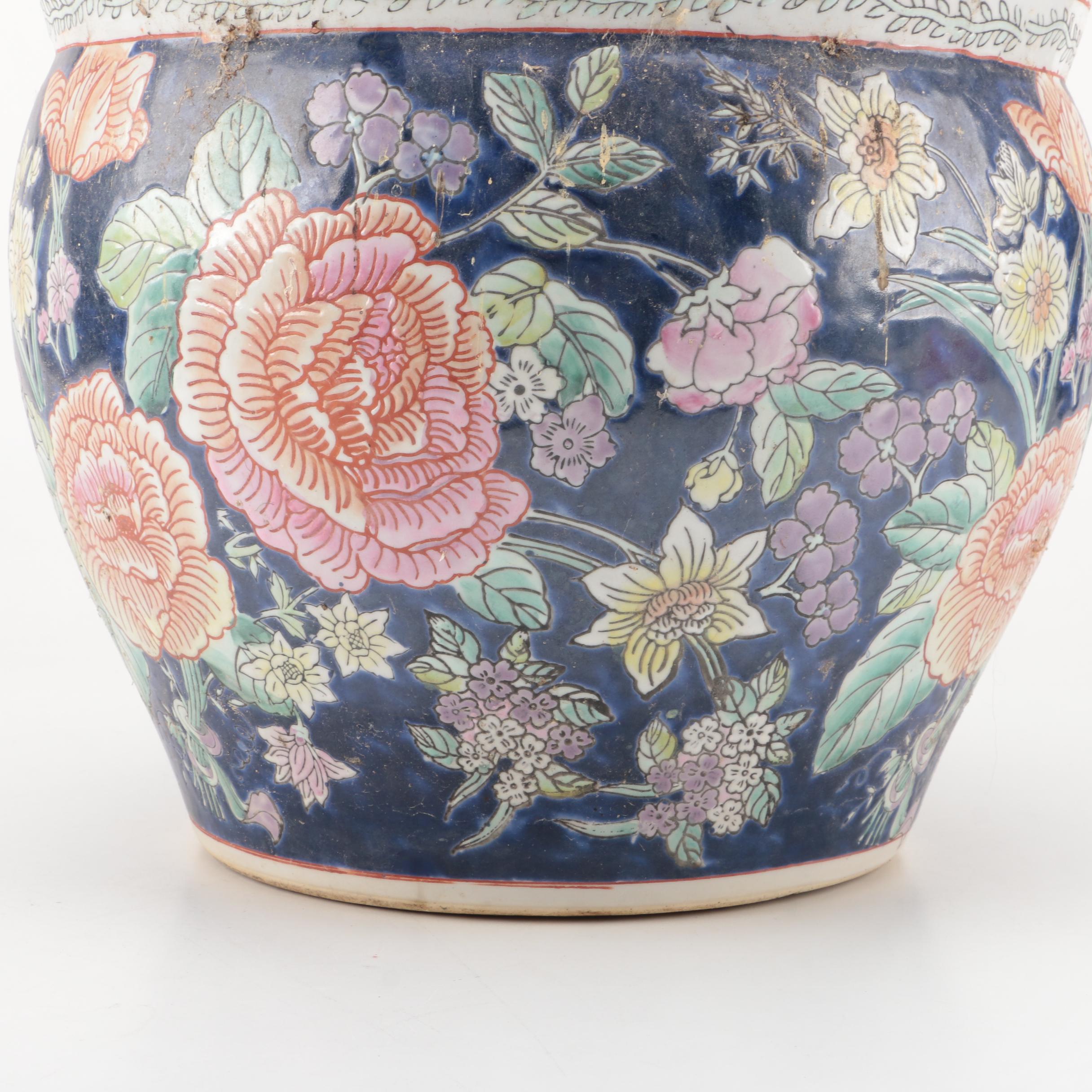 Asian Inspired Ceramic Fishbowl Planter