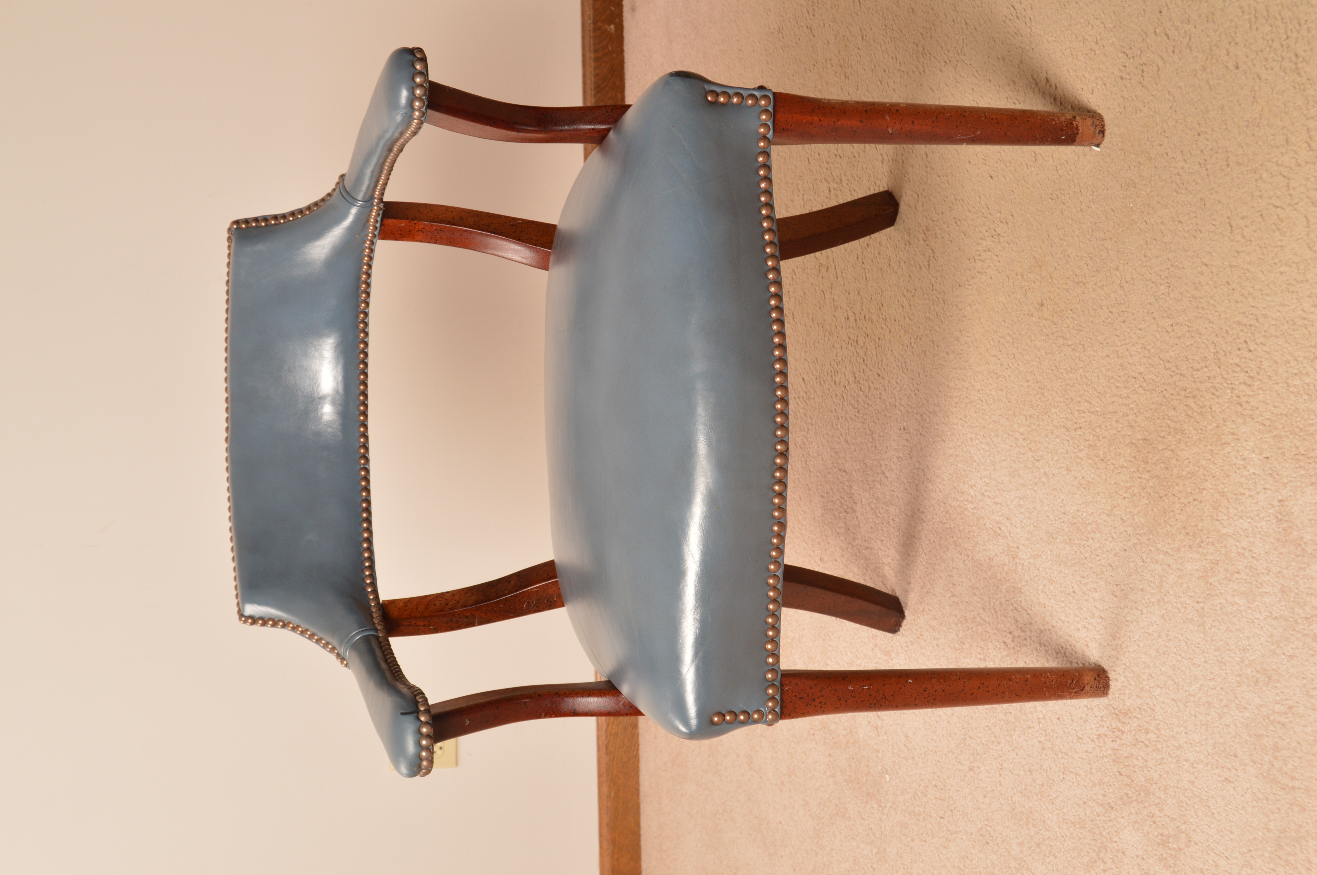 Vintage Blue Leather Office Armchair