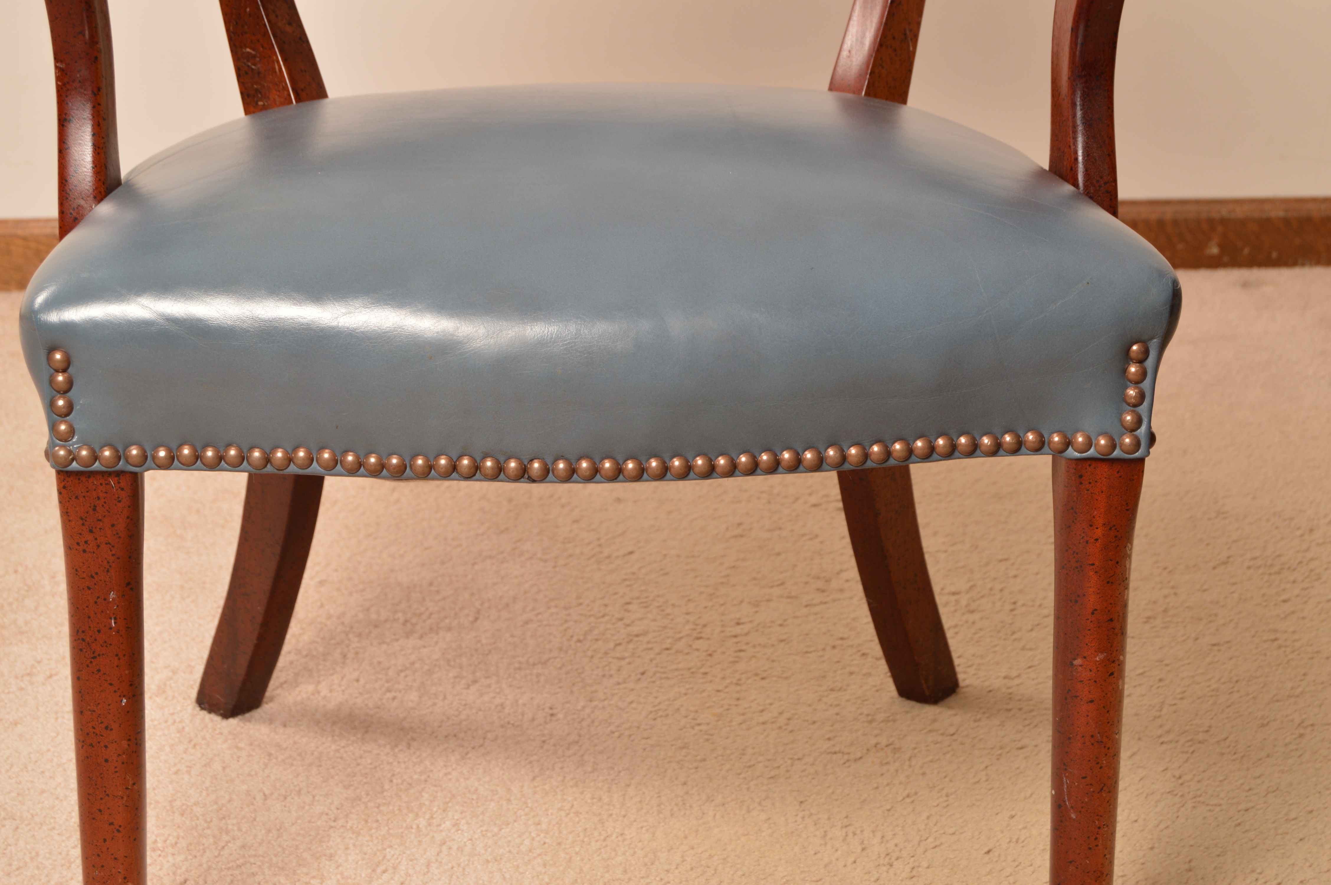 Vintage Blue Leather Office Armchair