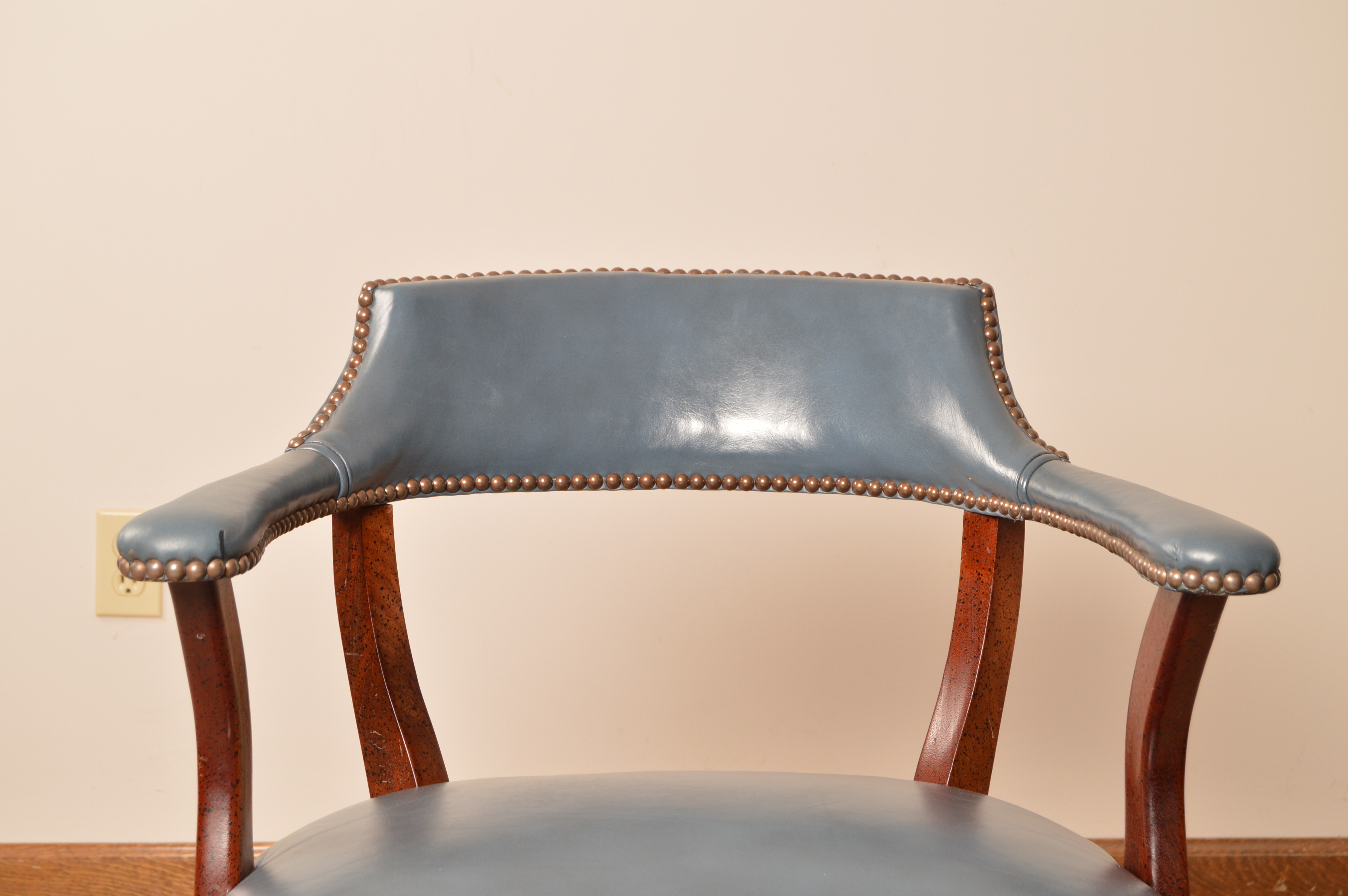 Vintage Blue Leather Office Armchair