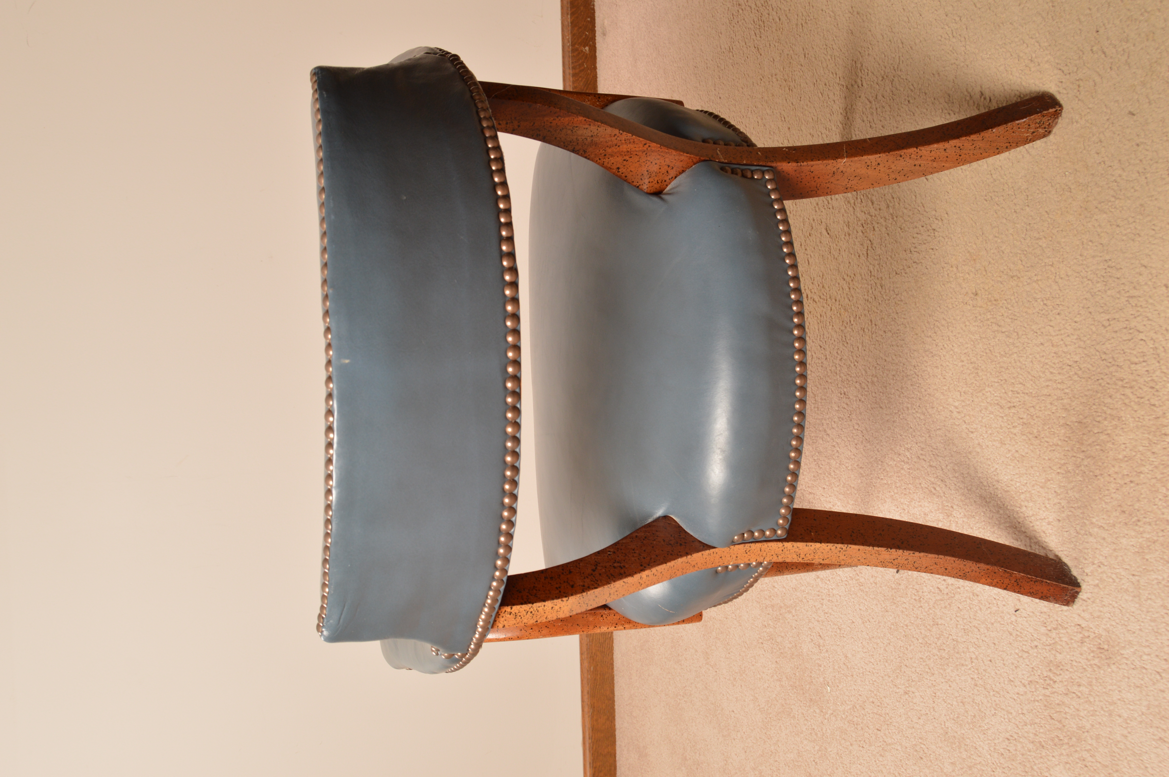 Vintage Blue Leather Office Armchair