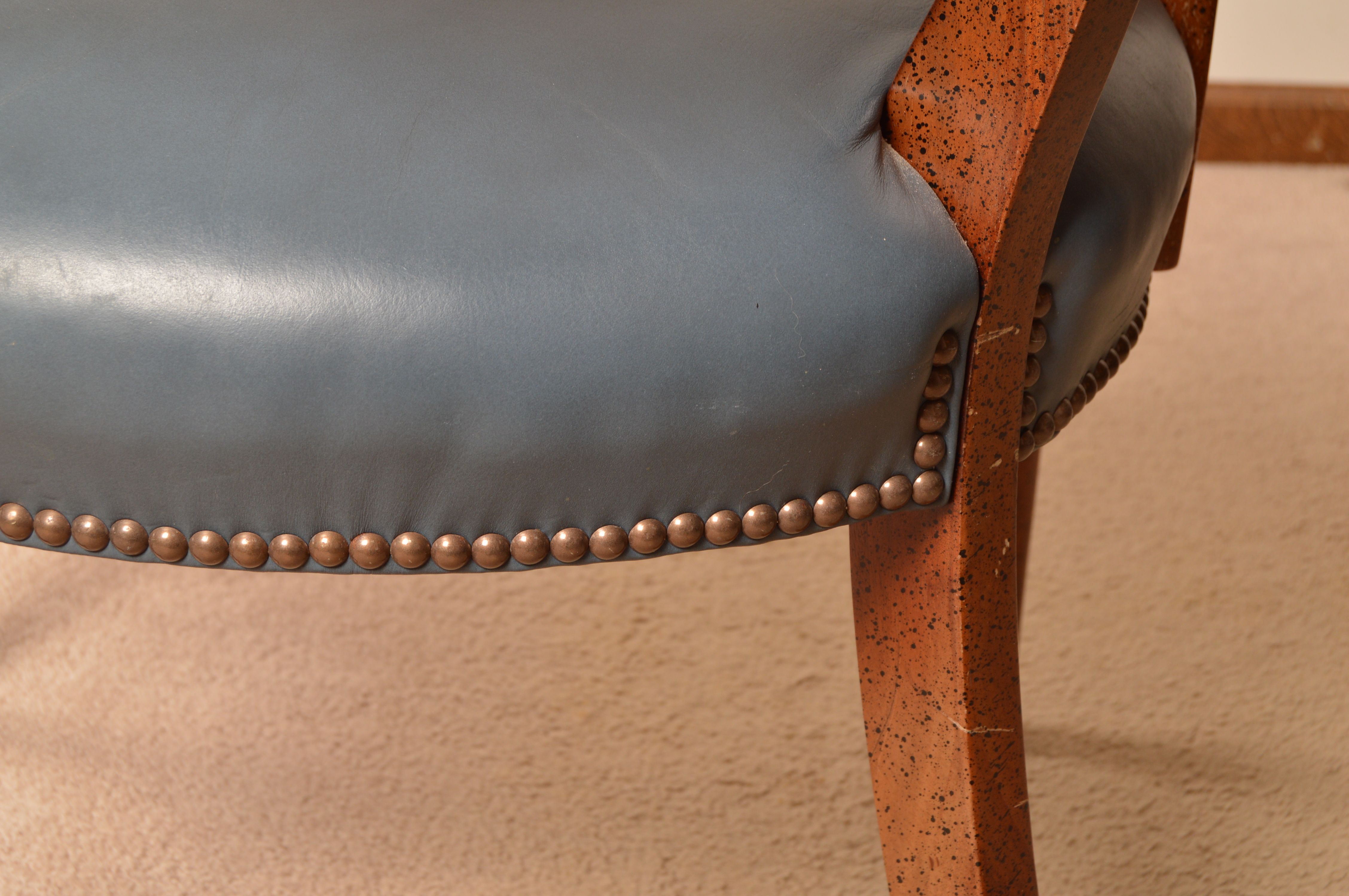 Vintage Blue Leather Office Armchair