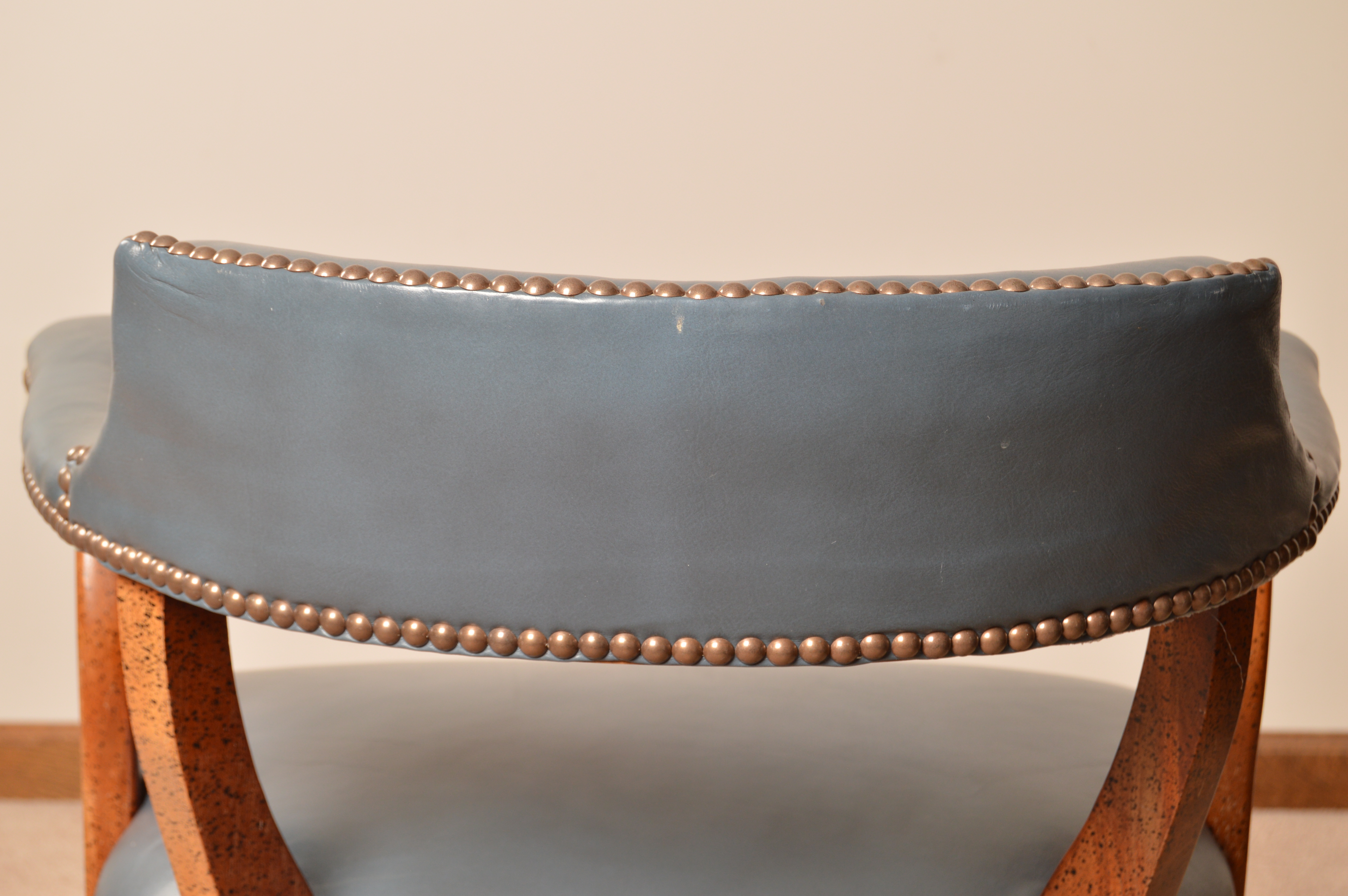 Vintage Blue Leather Office Armchair