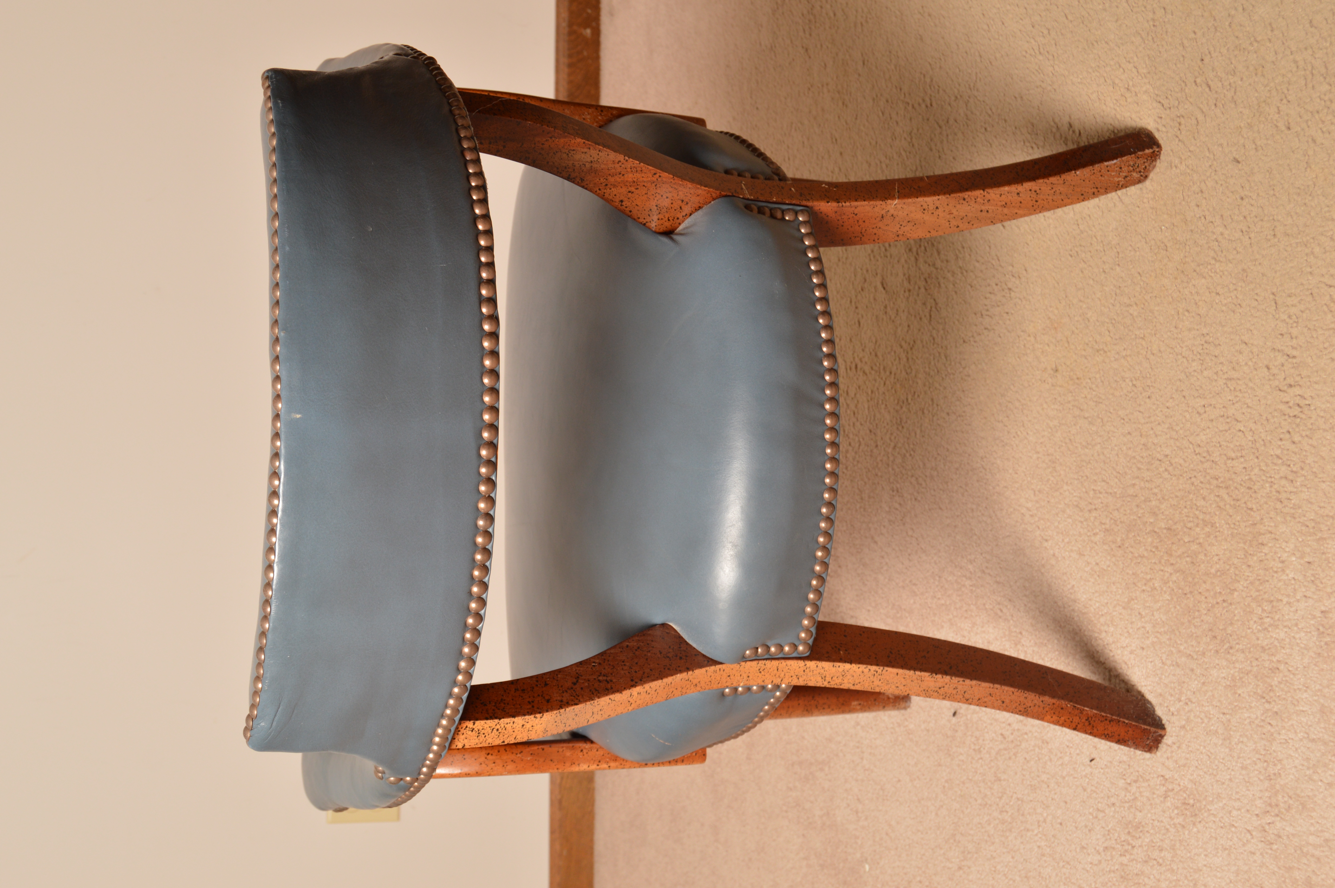 Vintage Blue Leather Office Armchair