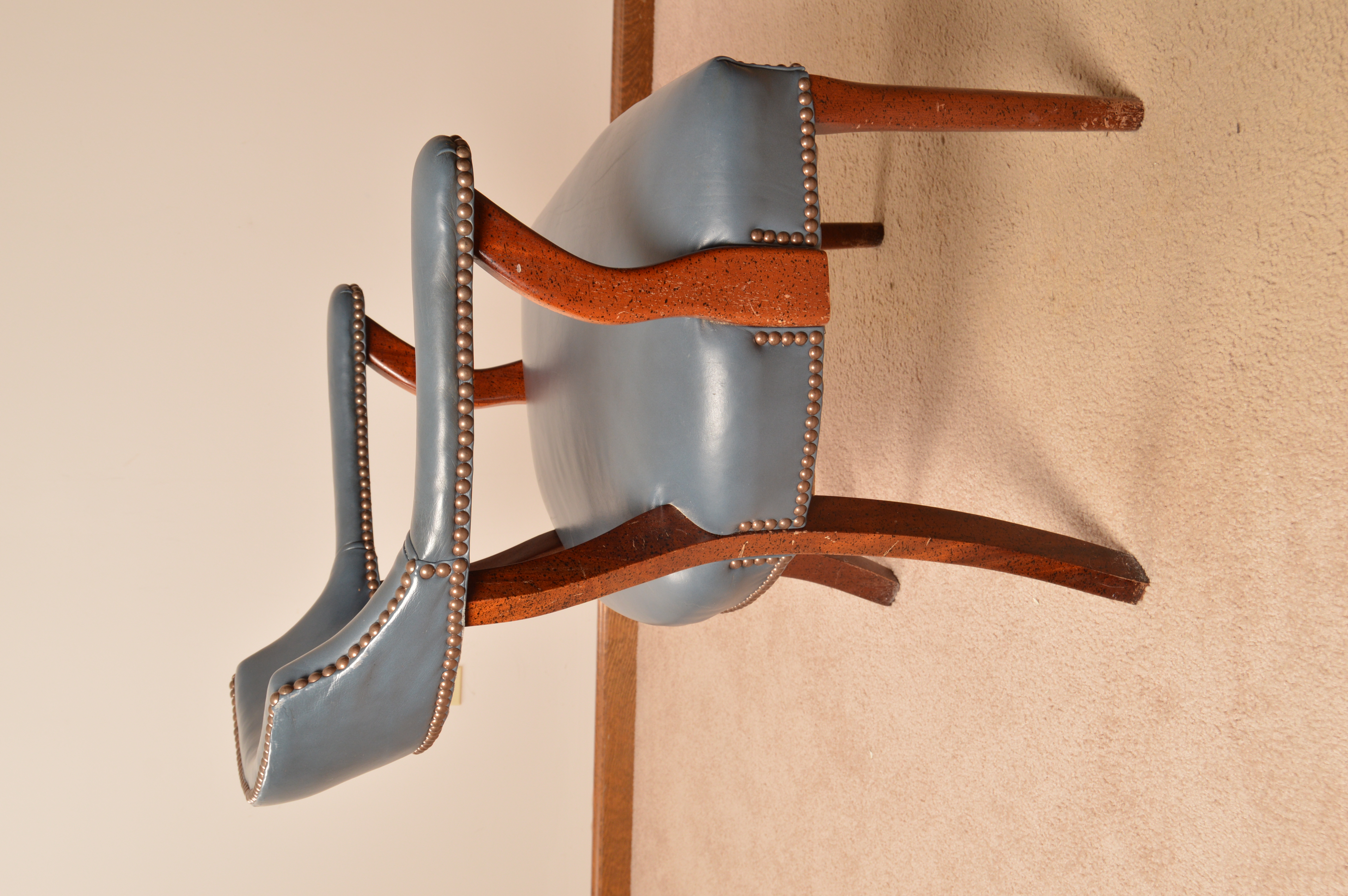 Vintage Blue Leather Office Armchair