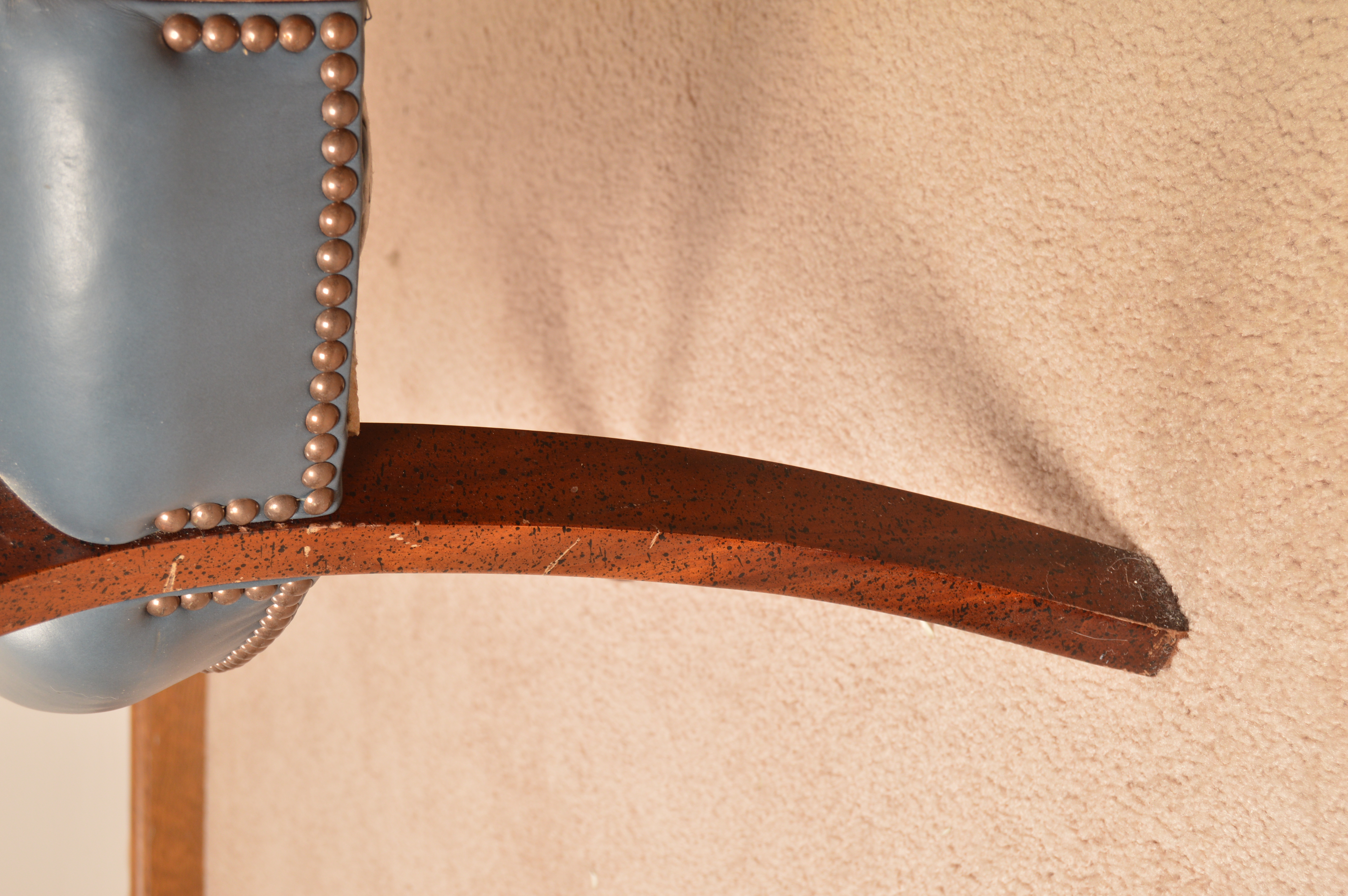 Vintage Blue Leather Office Armchair