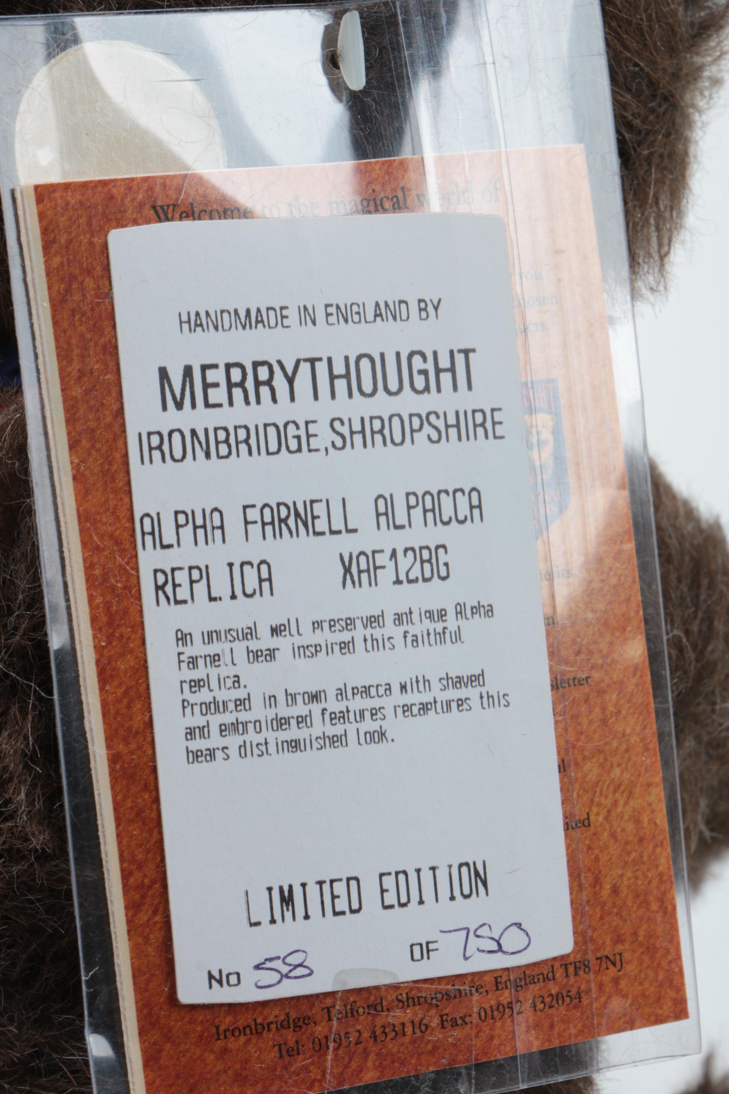 Merrythought Limited Edition Stuffed Teddy Bears