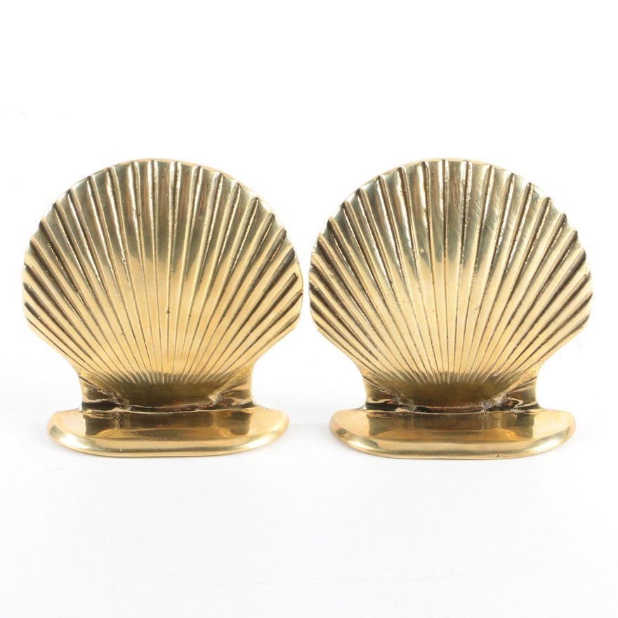 Brass Shell Shaped Bookends