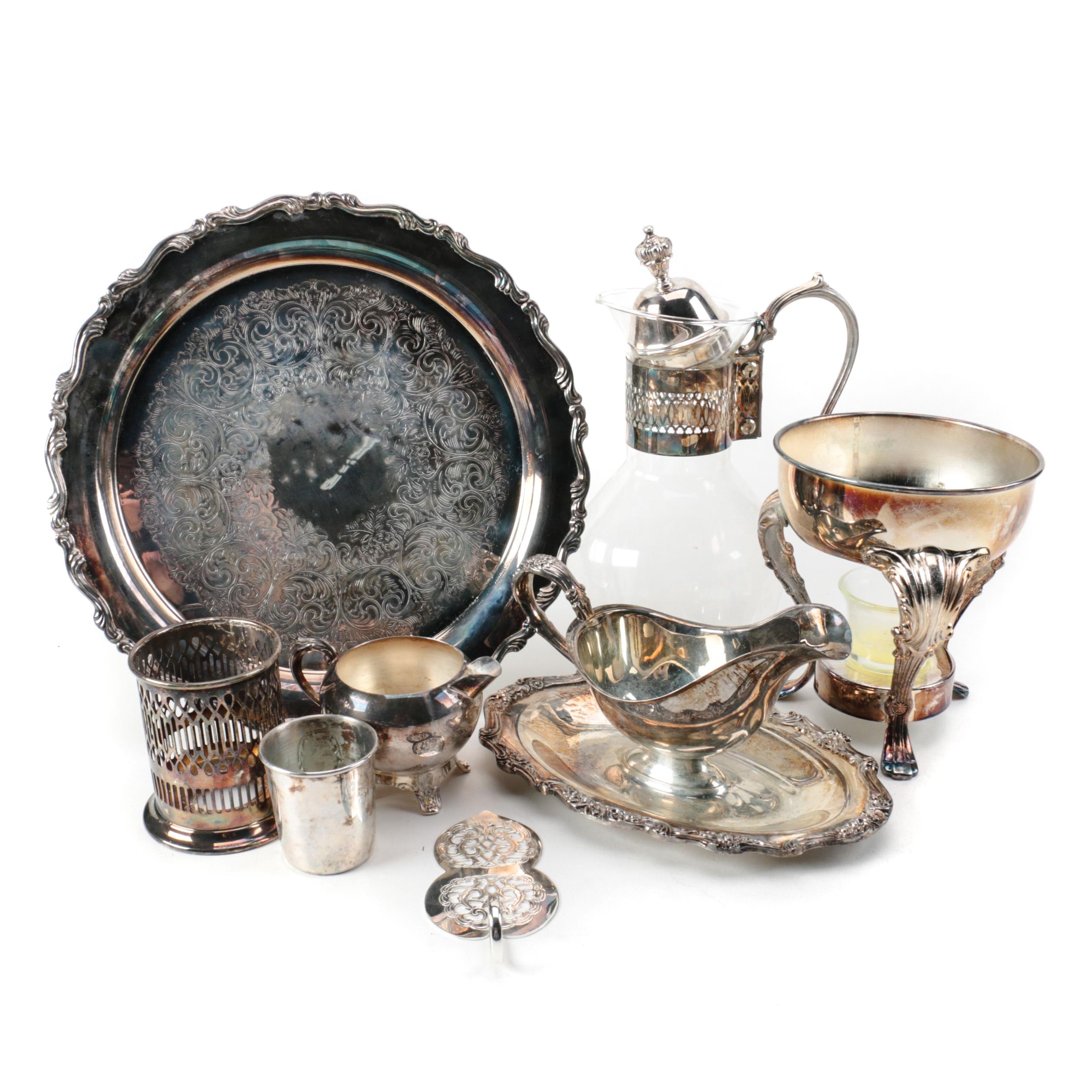 F.B. Rogers Silver Plate Creamer with Other Silver Plate Serveware