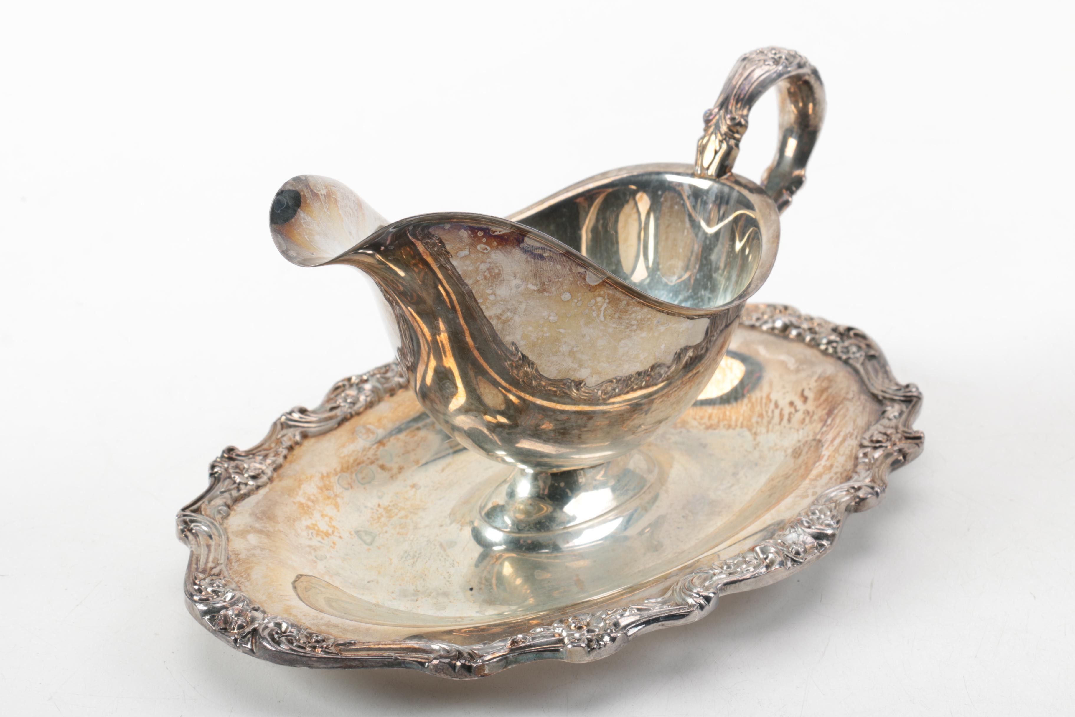 F.B. Rogers Silver Plate Creamer with Other Silver Plate Serveware