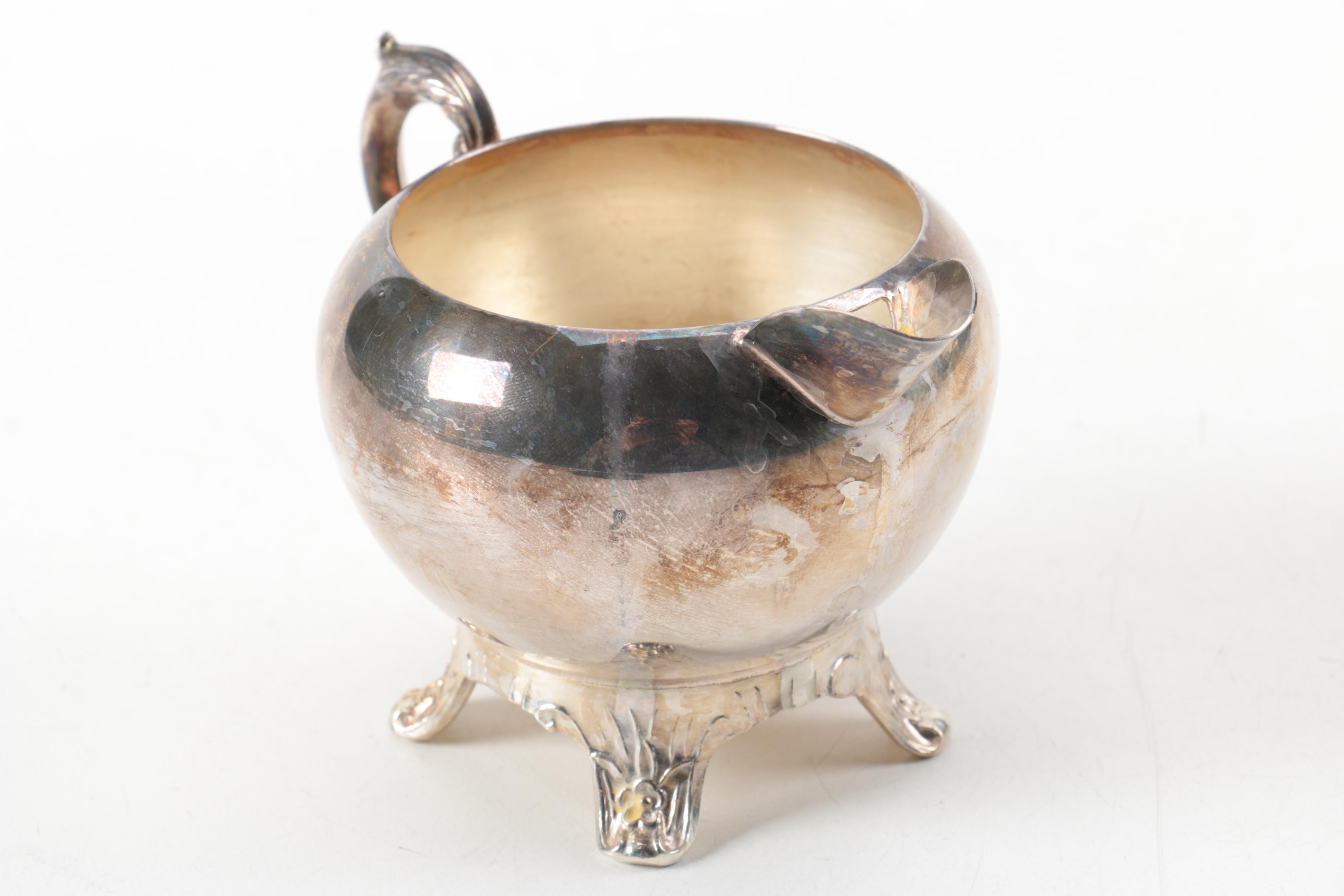 F.B. Rogers Silver Plate Creamer with Other Silver Plate Serveware