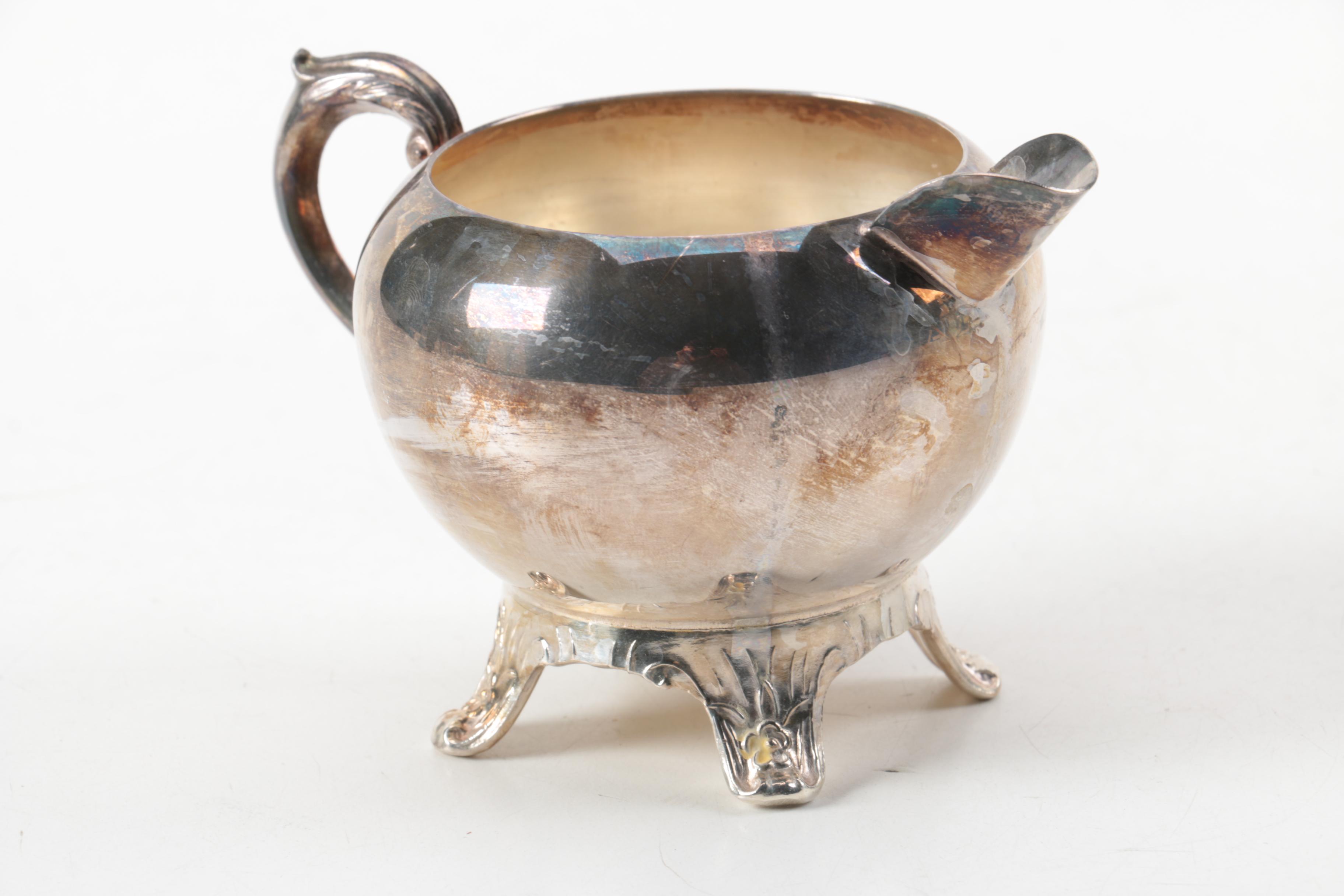F.B. Rogers Silver Plate Creamer with Other Silver Plate Serveware