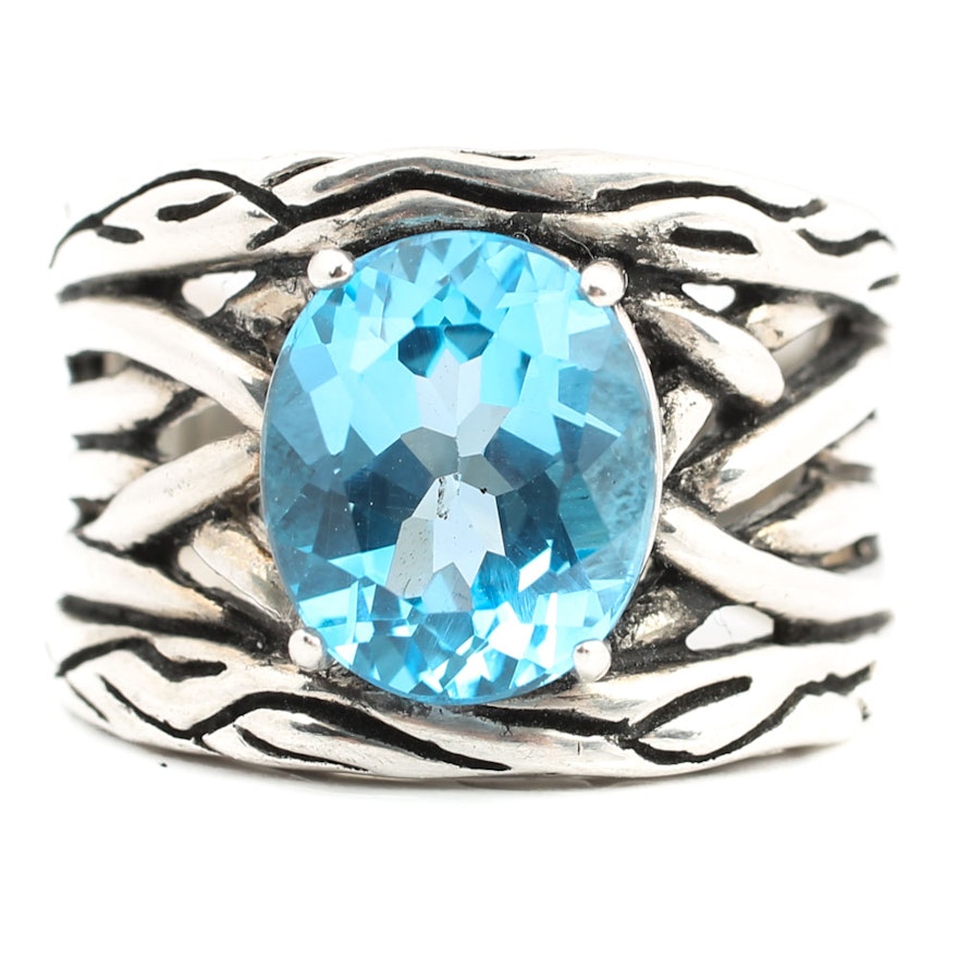 Sterling Silver 6.00 CT Blue Topaz Ring