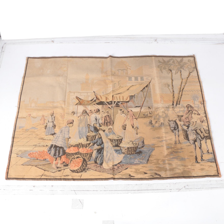 French Tapestry of Desert Market Scene