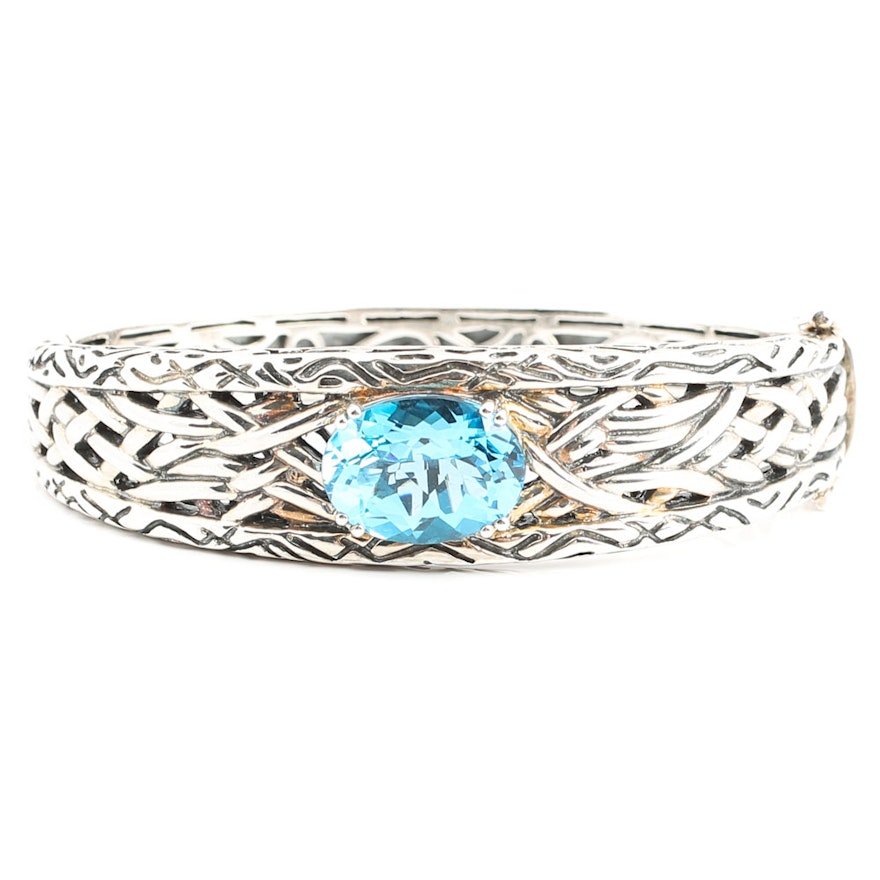 EFFY Sterling Silver 11.80 CTW Blue Topaz Tapering Bangle