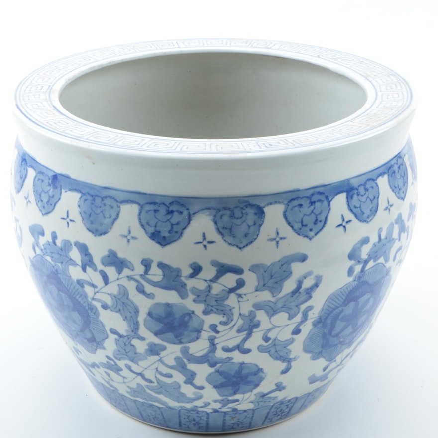 Blue and White Ceramic Planter
