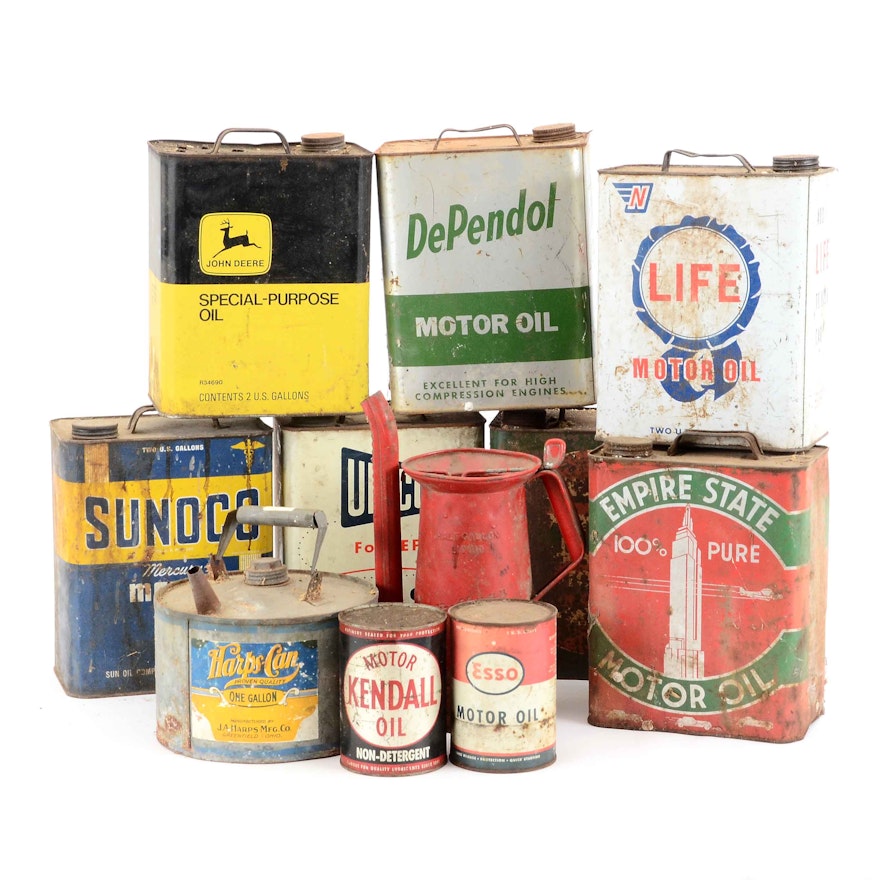 Collection of Vintage Oil Cans