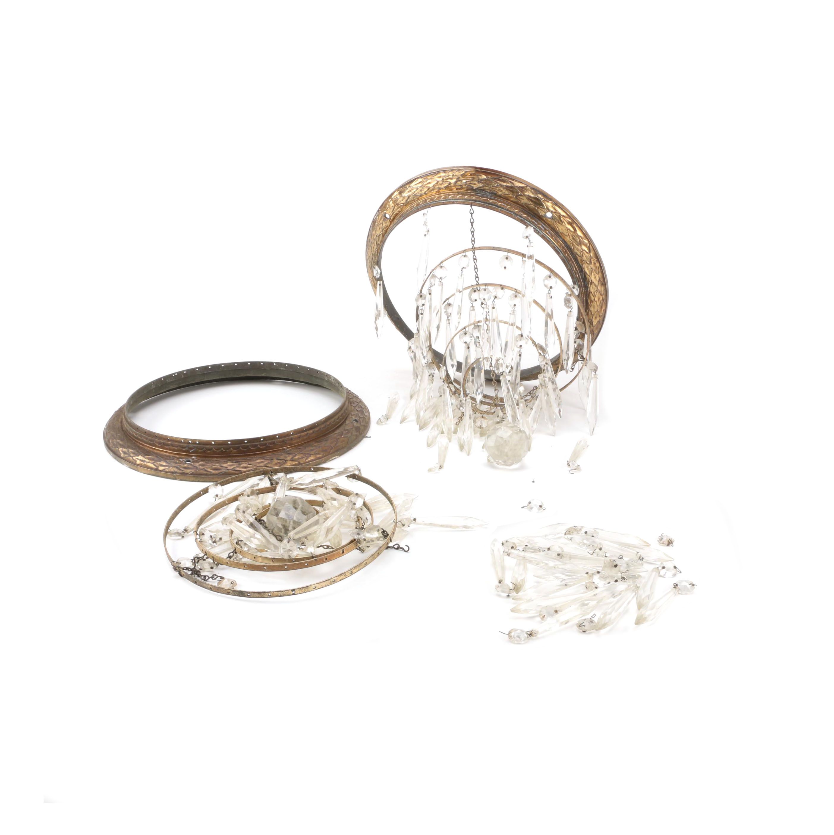 Pair of Chandeliers Shades with Crystal Prism Accent