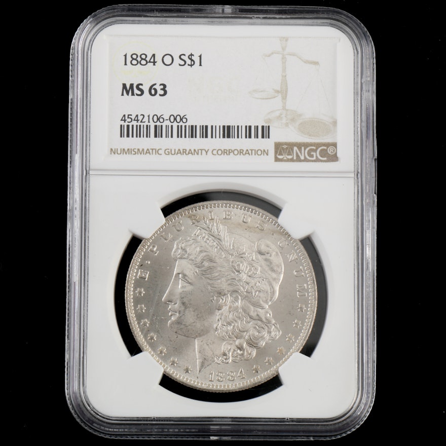 NGC graded MS 63 1884 O Morgan Silver Dollar
