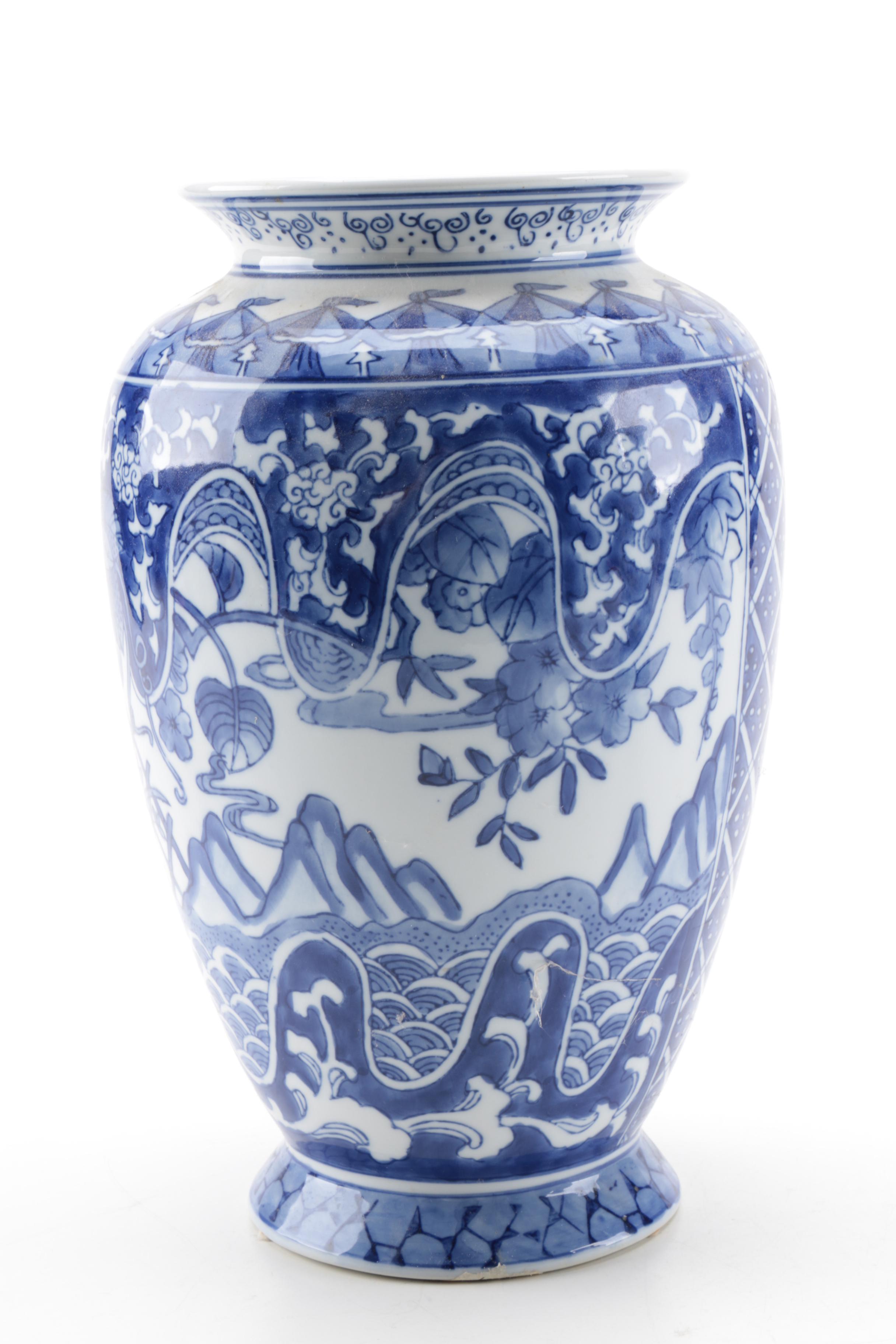 East Asian Blue and White Porcelain Vases