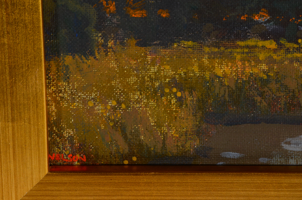 Nelson Original Oil Painting of a Sunset Landscape