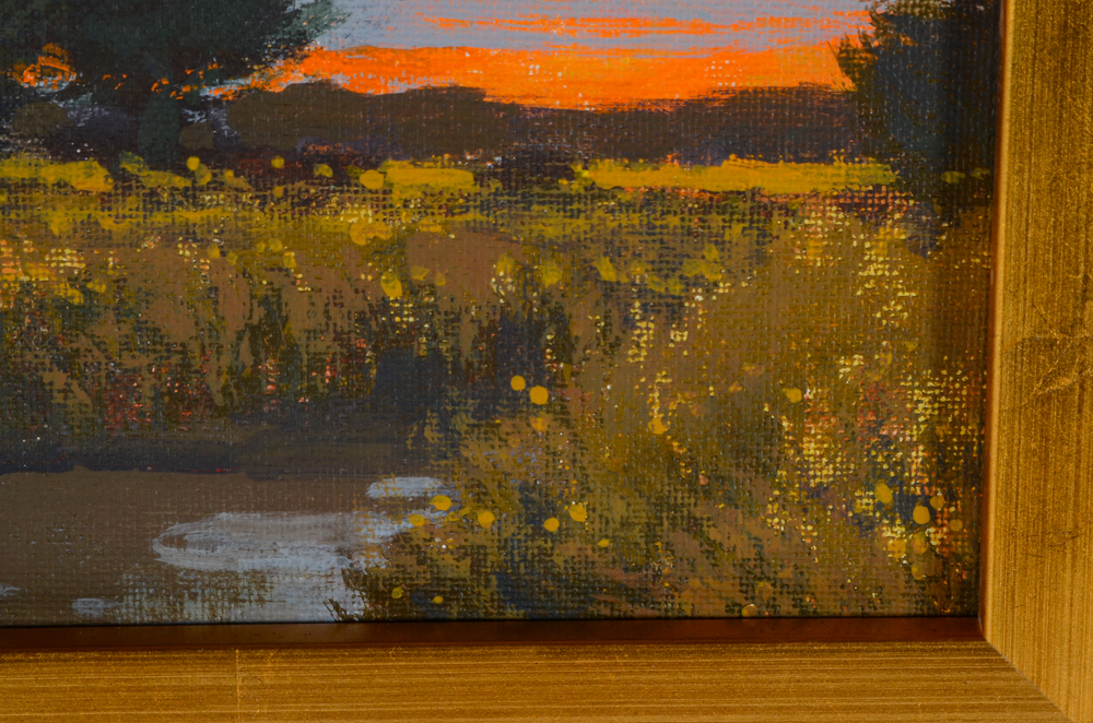 Nelson Original Oil Painting of a Sunset Landscape