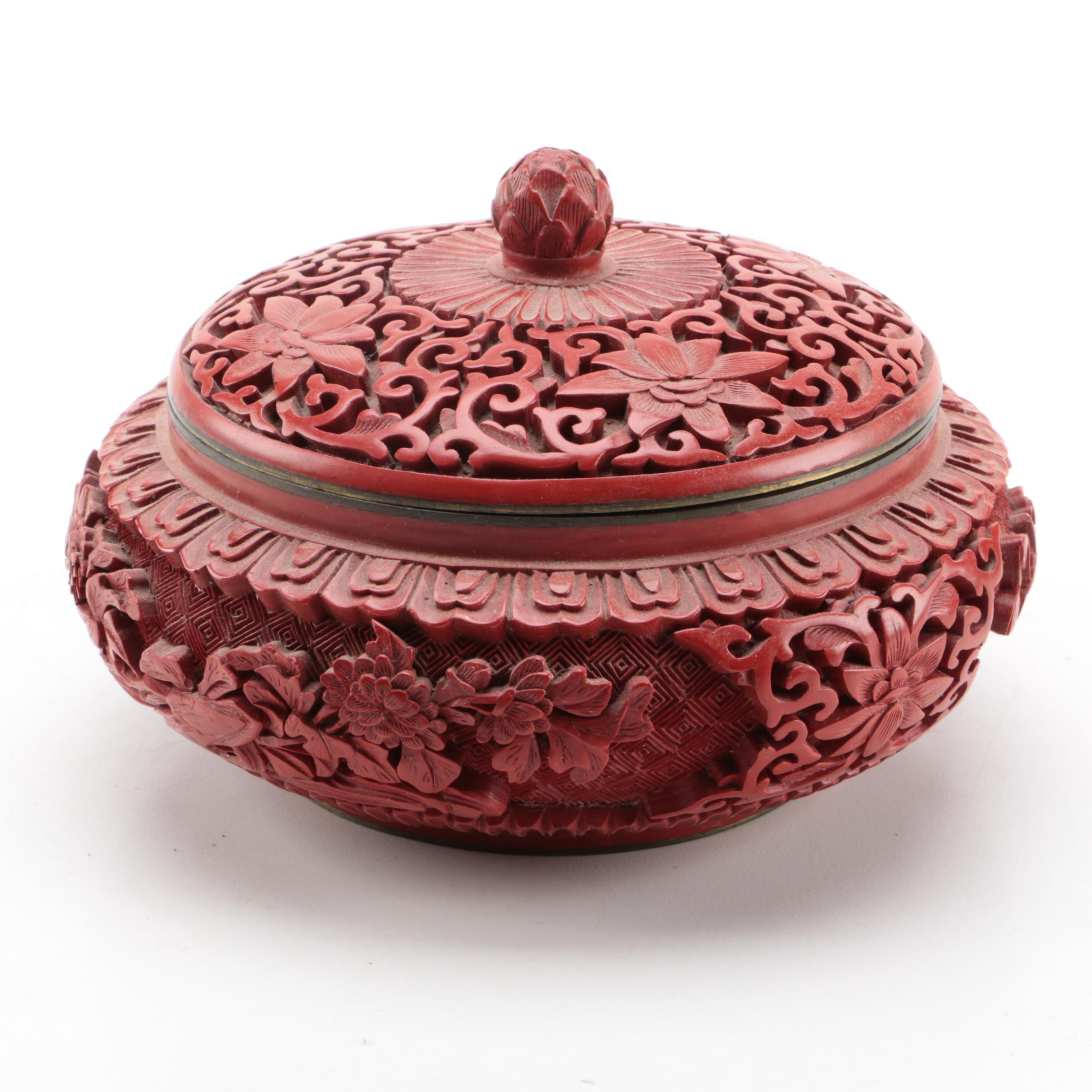 Chinese Faux Cinnabar Jar