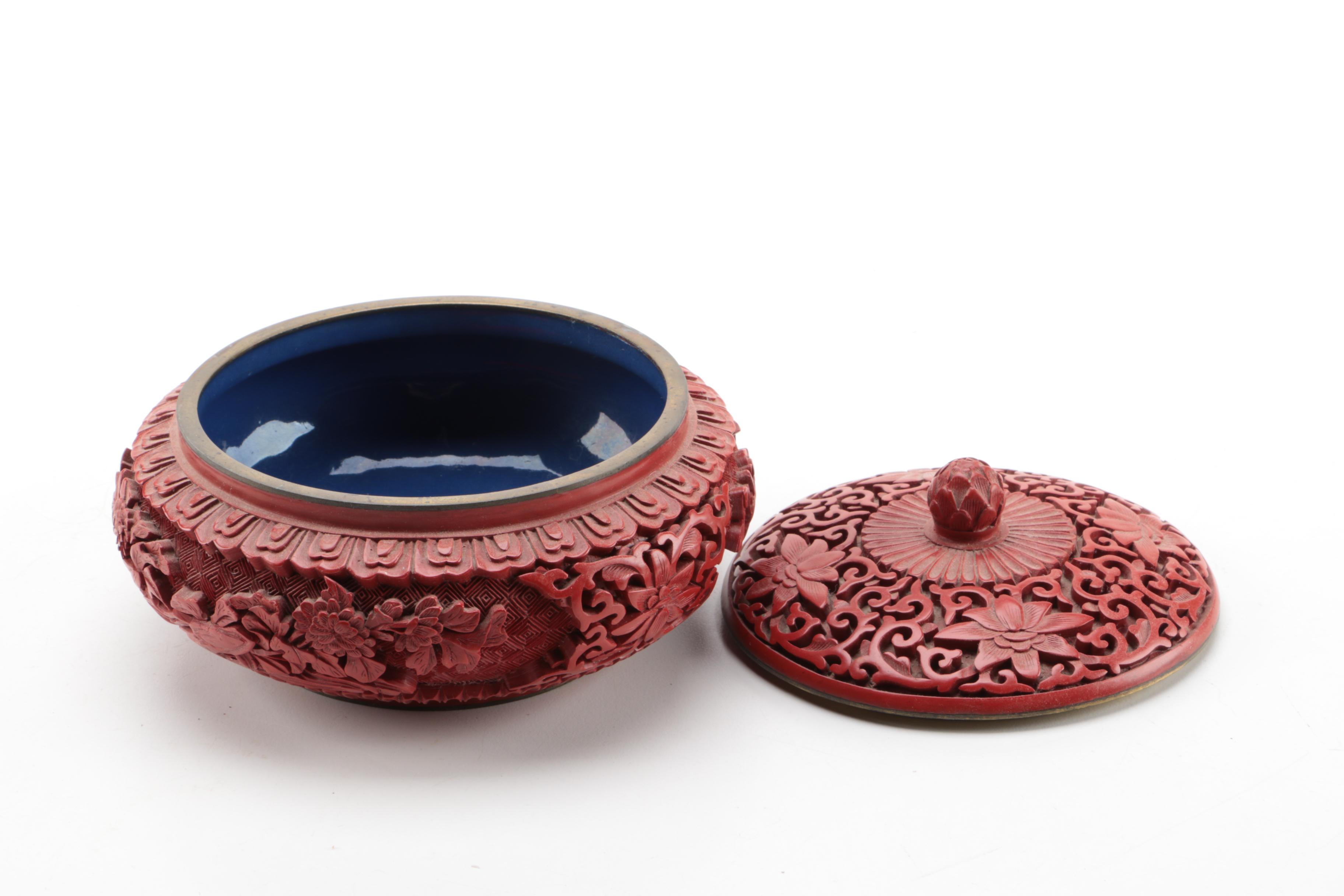 Chinese Faux Cinnabar Jar