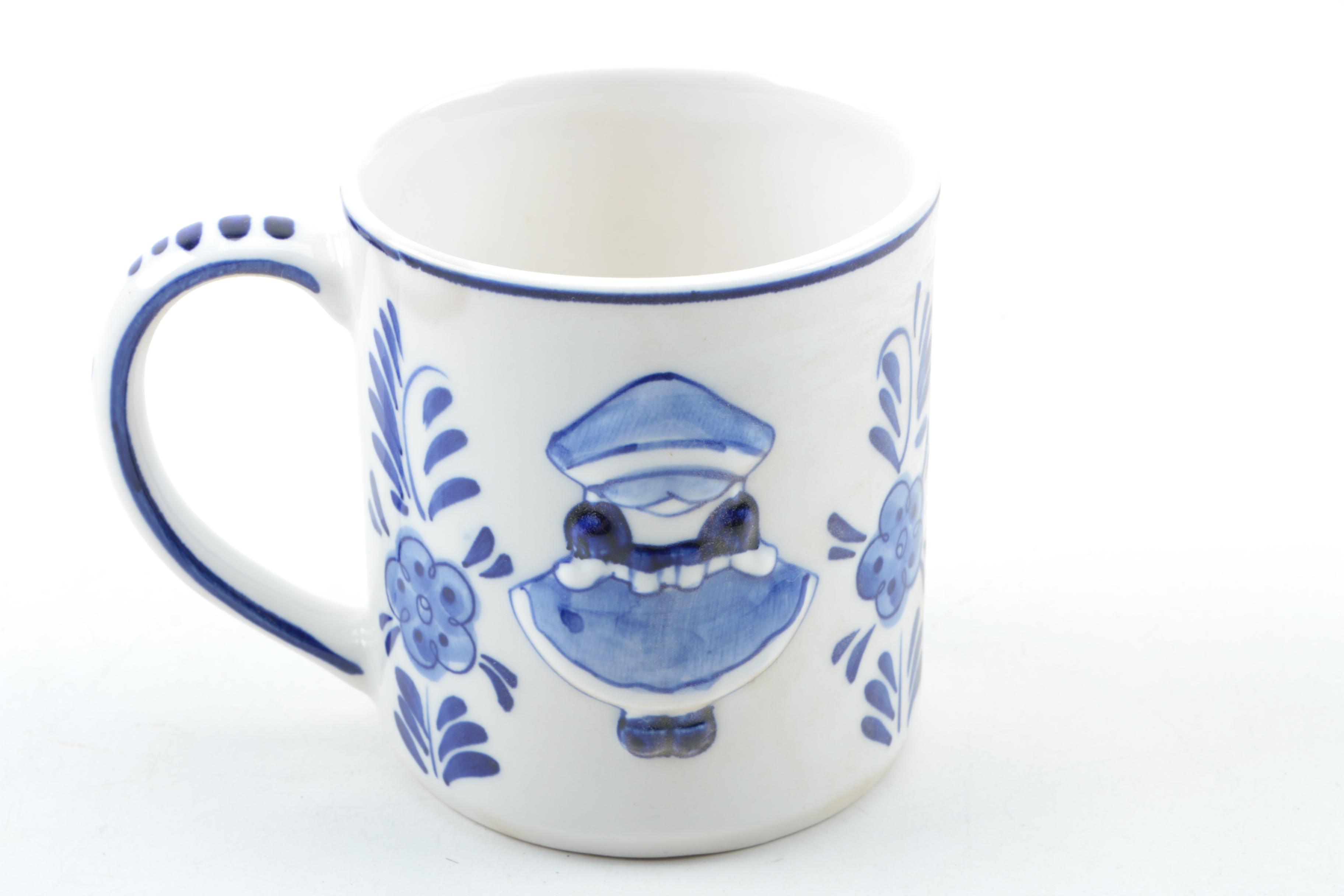 Vintage Delft Style Mugs and Ash Receiver Shoes