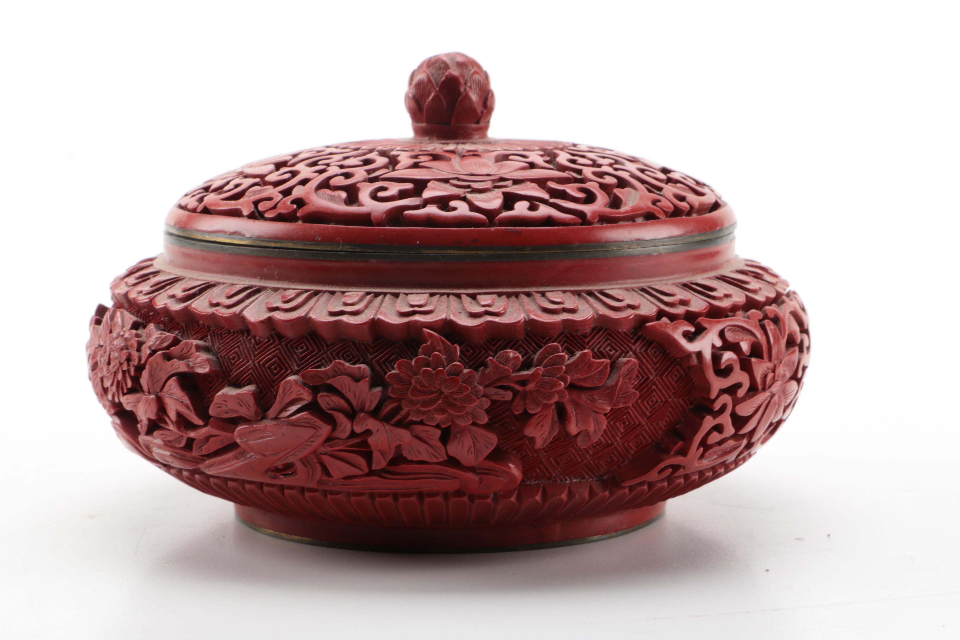Chinese Faux Cinnabar Jar