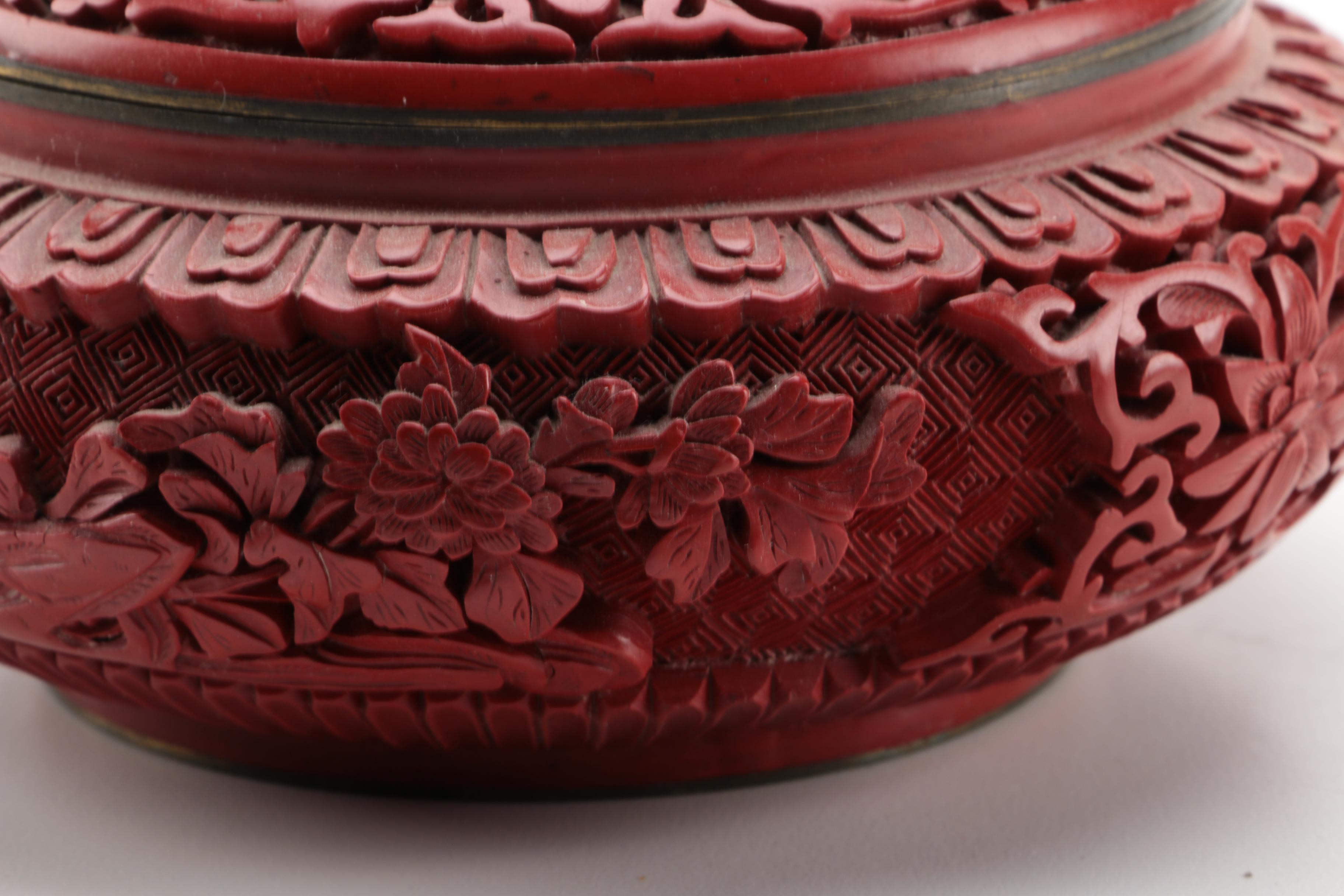 Chinese Faux Cinnabar Jar