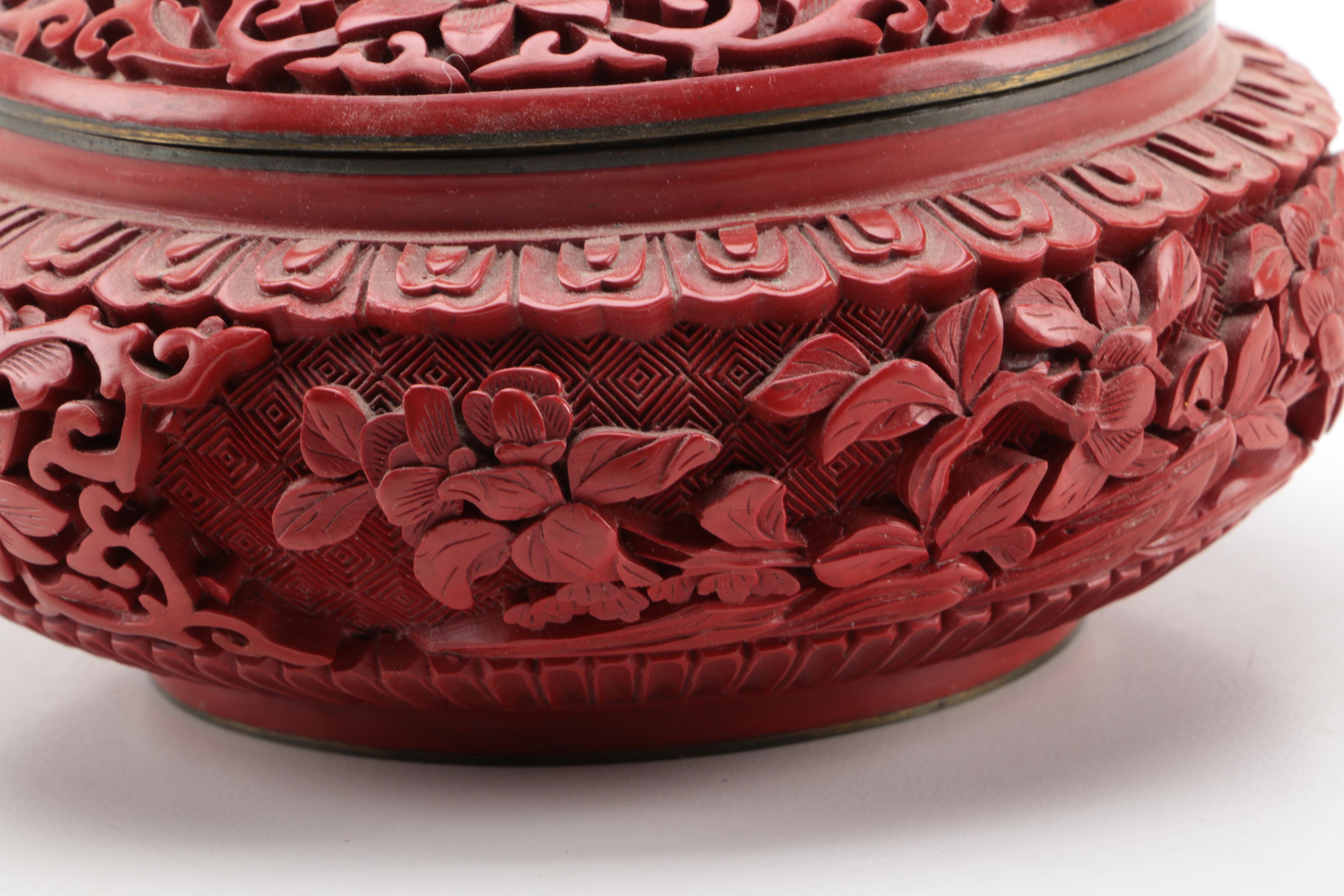 Chinese Faux Cinnabar Jar
