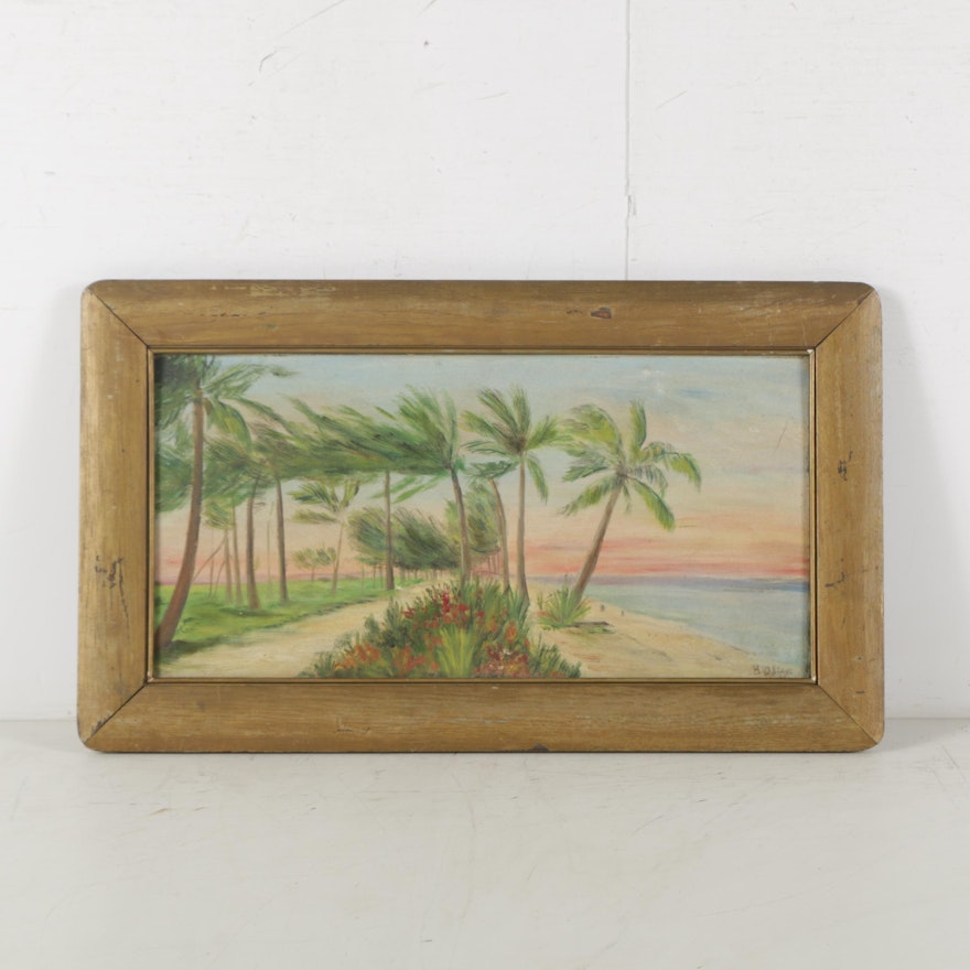 H. O. Stahl Oil Painting of Tropical Landscape