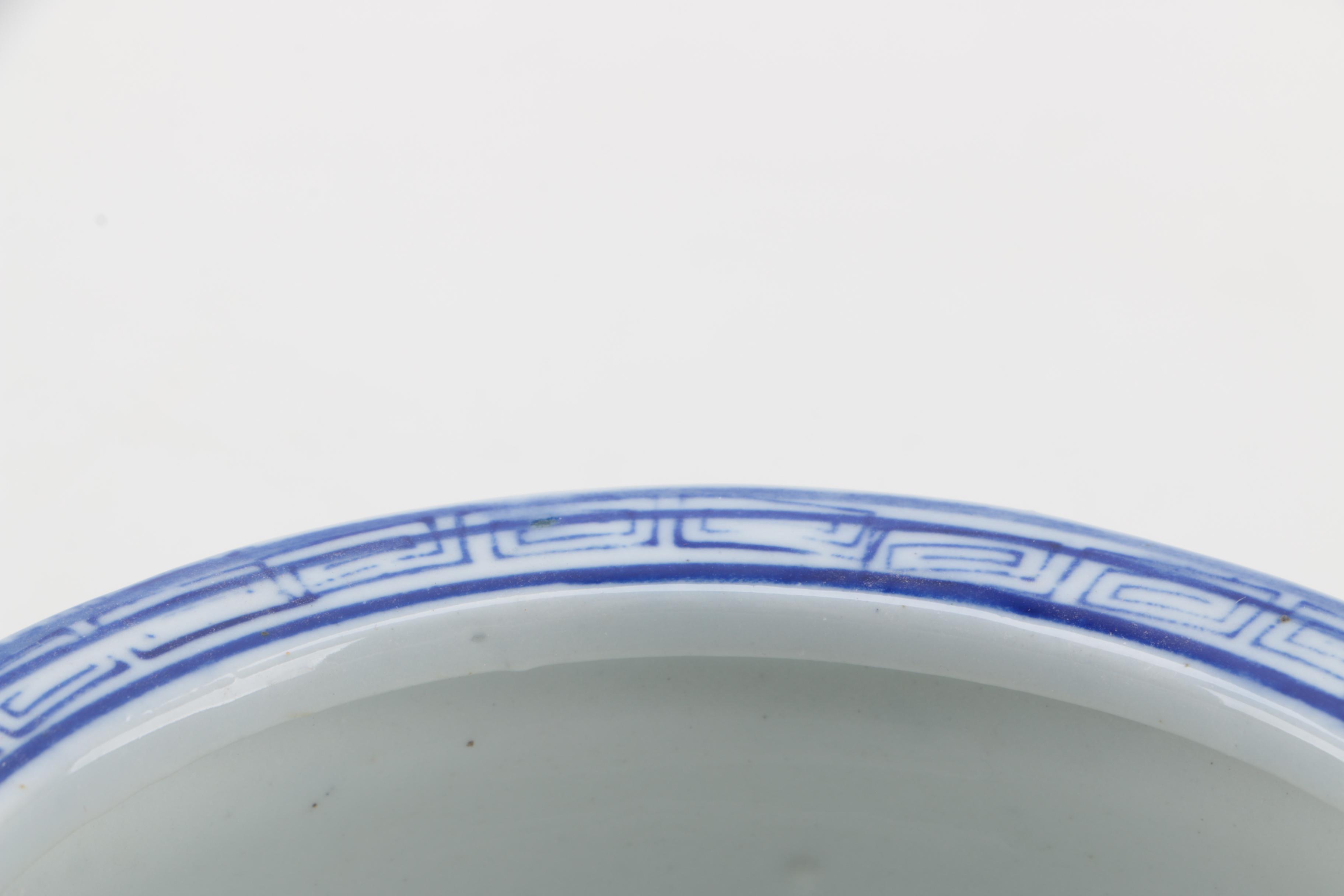 East Asian Porcelain Planters, Canister, Plate, and Carved Wood Stands