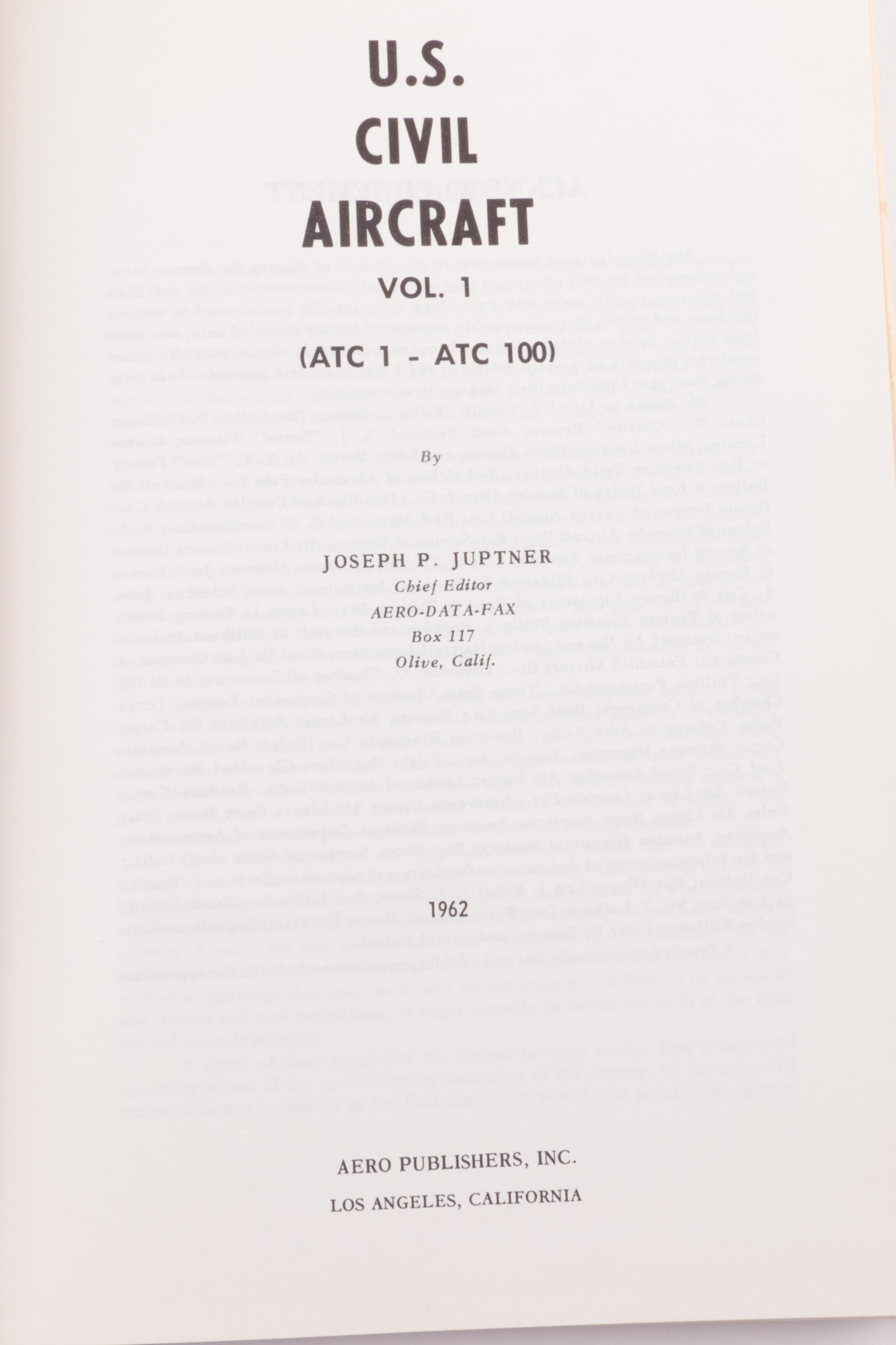 1960s and 1970s "U.S. Civil Aircraft" in Thirteen Volumes
