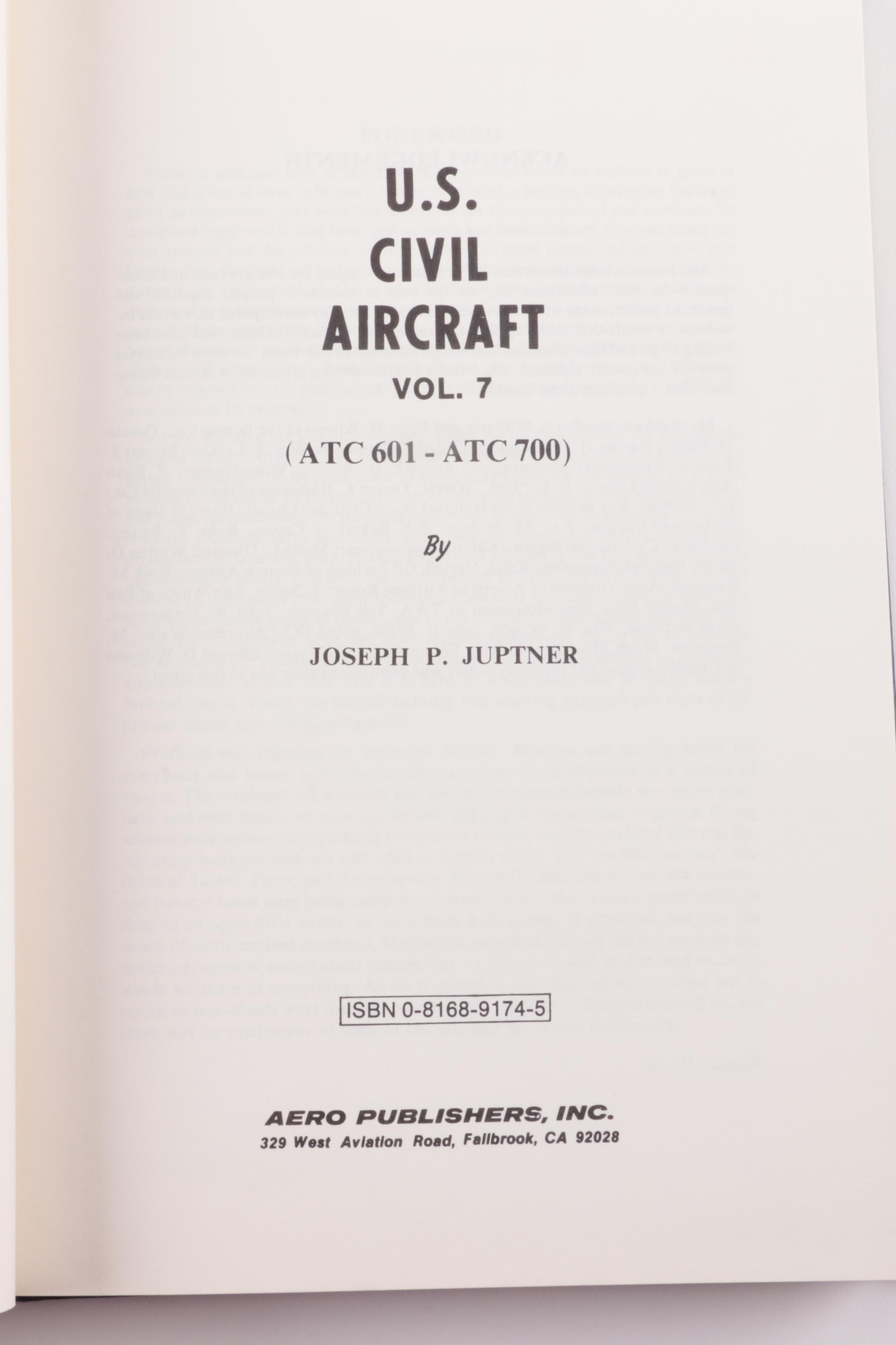 1960s and 1970s "U.S. Civil Aircraft" in Thirteen Volumes