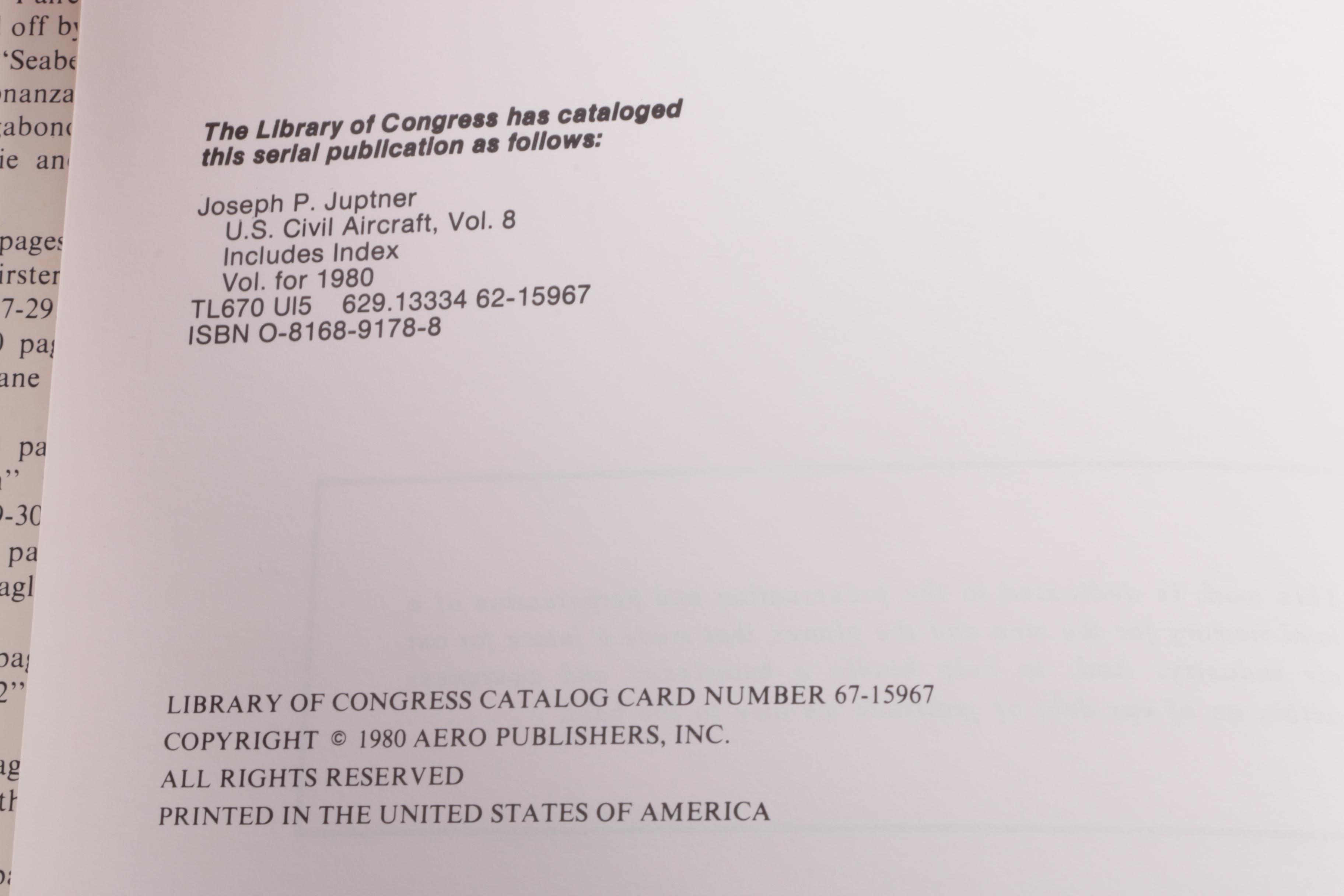 1960s and 1970s "U.S. Civil Aircraft" in Thirteen Volumes